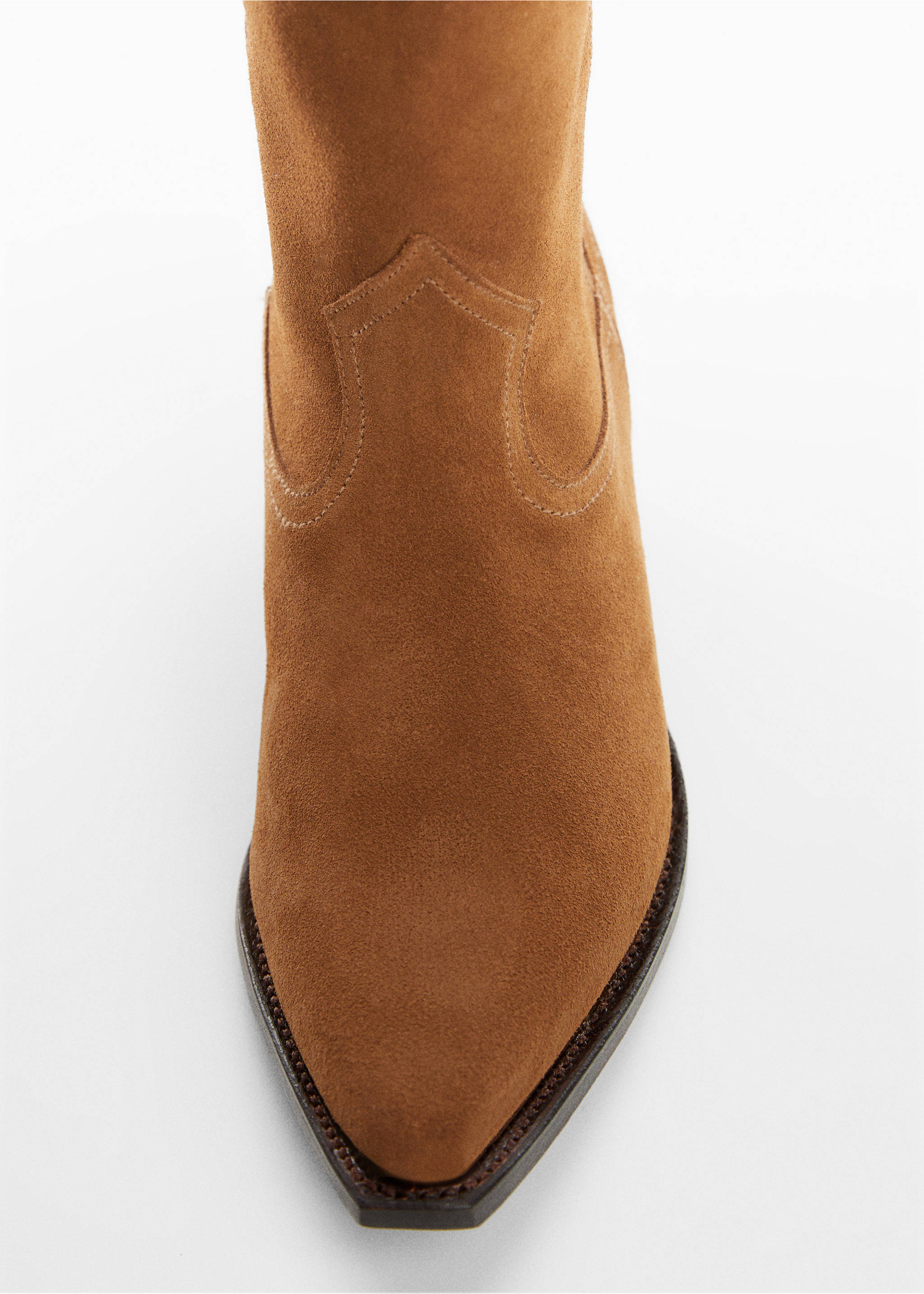 Suede cowboy ankle boots - Details of the article 3, Tobacco Brown. Ref: 57054783-00.