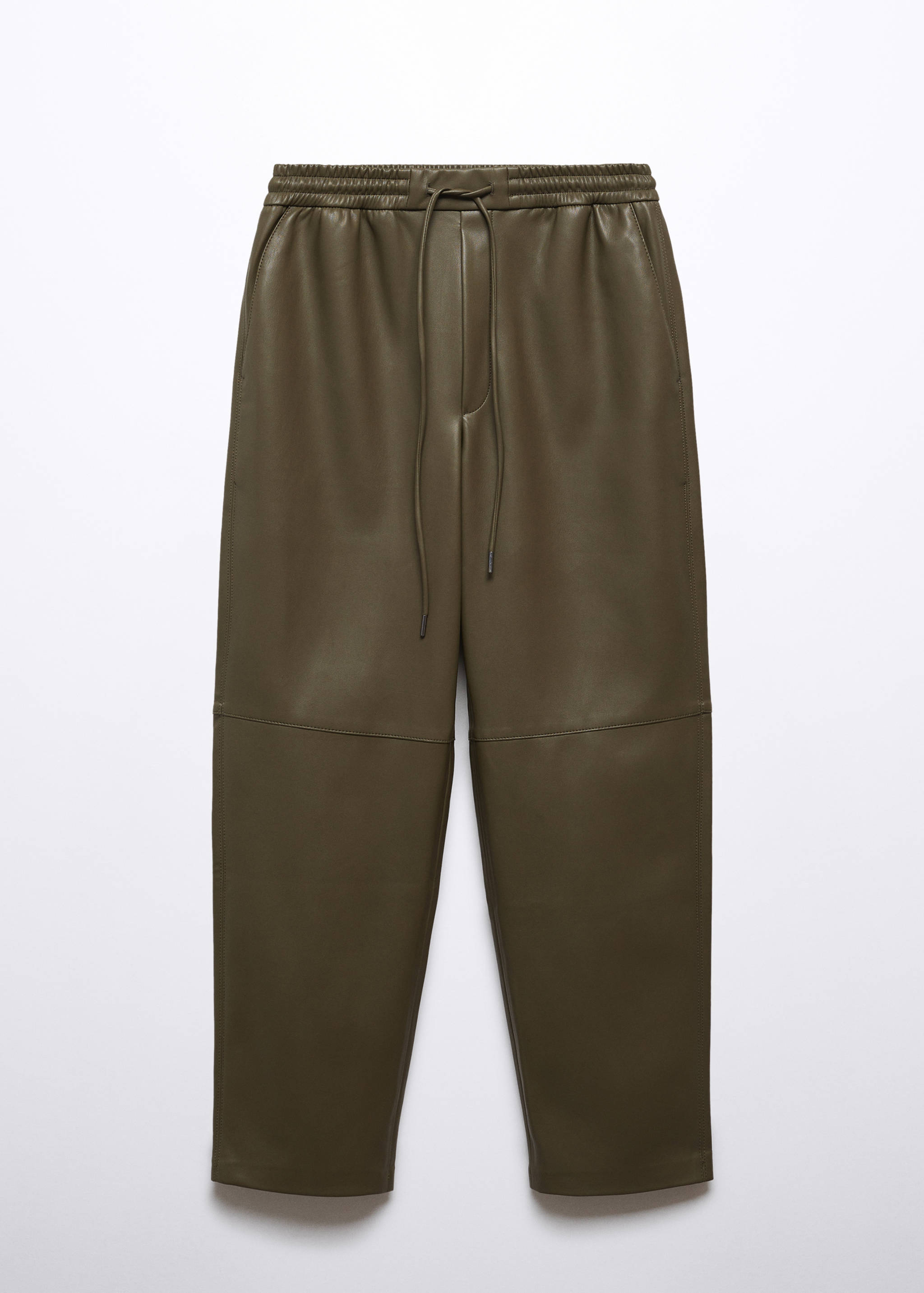 Kalhoty s elastickým pasem a koženým efektem - Zboží bez modelu