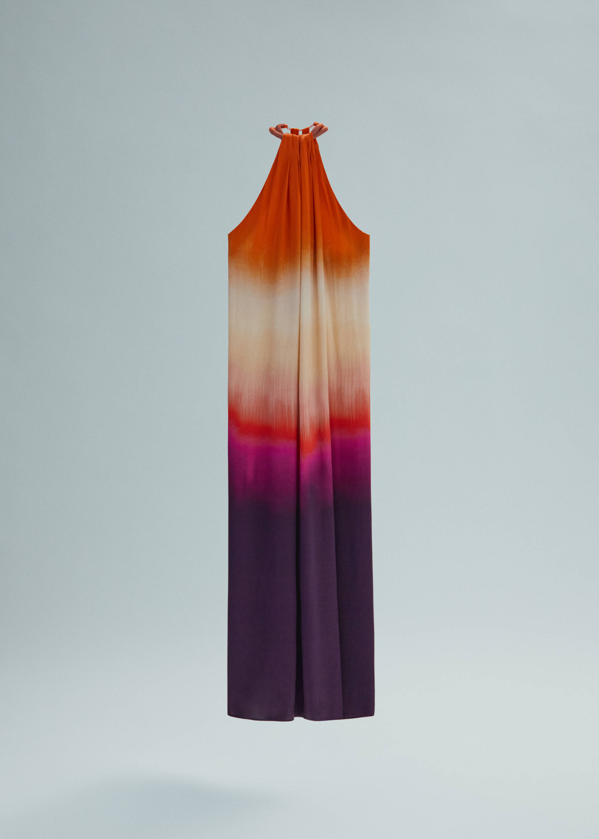 Structured satin dress with rhinestone neckline - Article without model