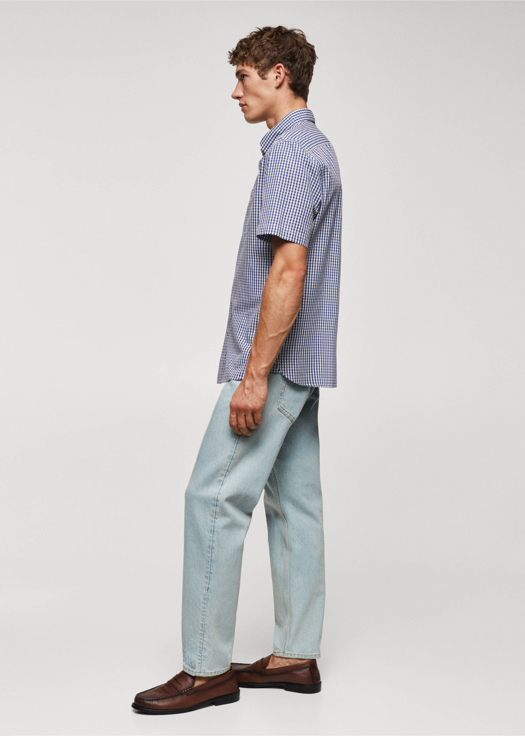 100% cotton printed shirt - Details of the article 2, Navy. Ref: 57055787-00.