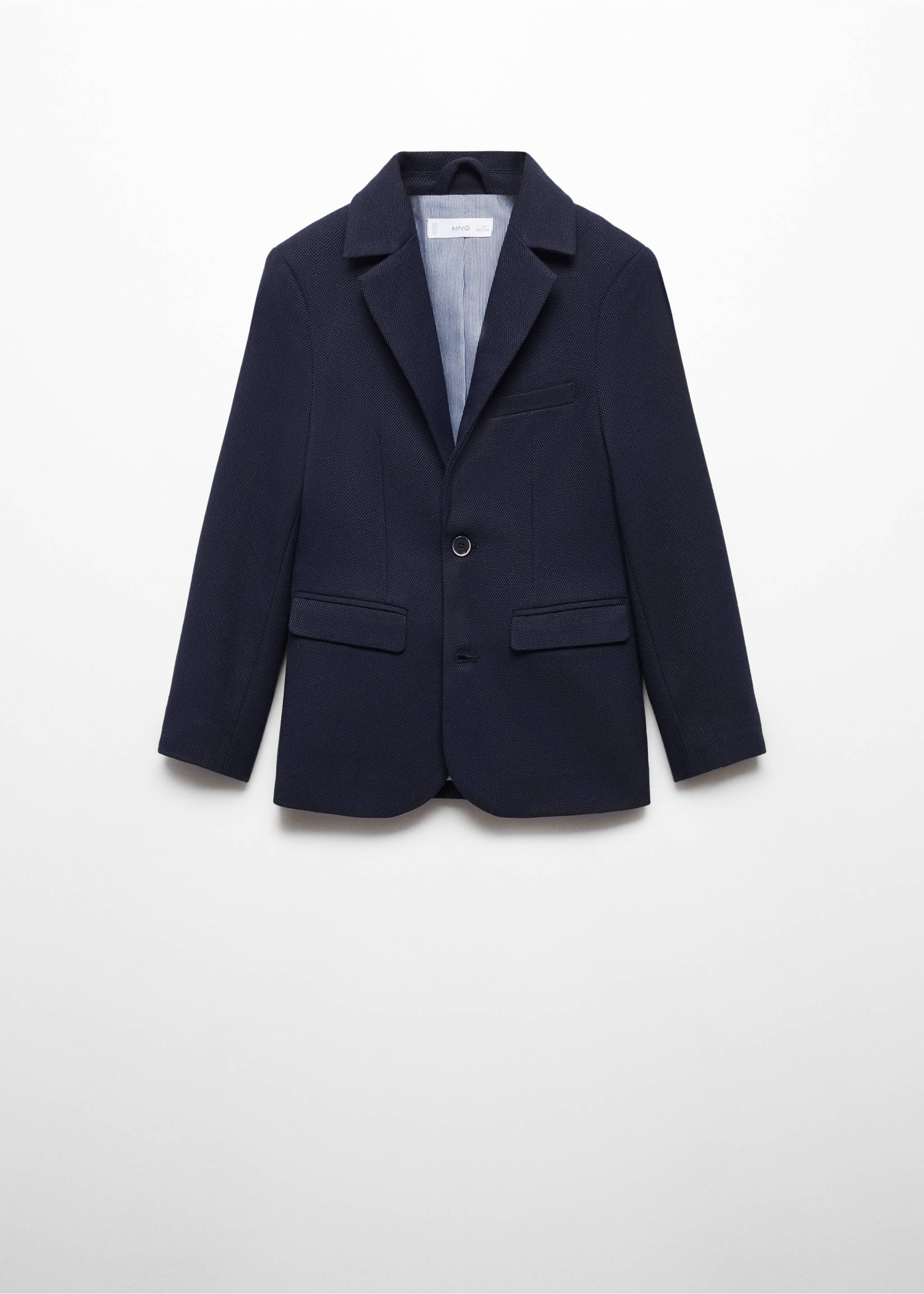 Textured slim-fit suit jacket - Article without model, Navy. Ref: 57055807-00.
