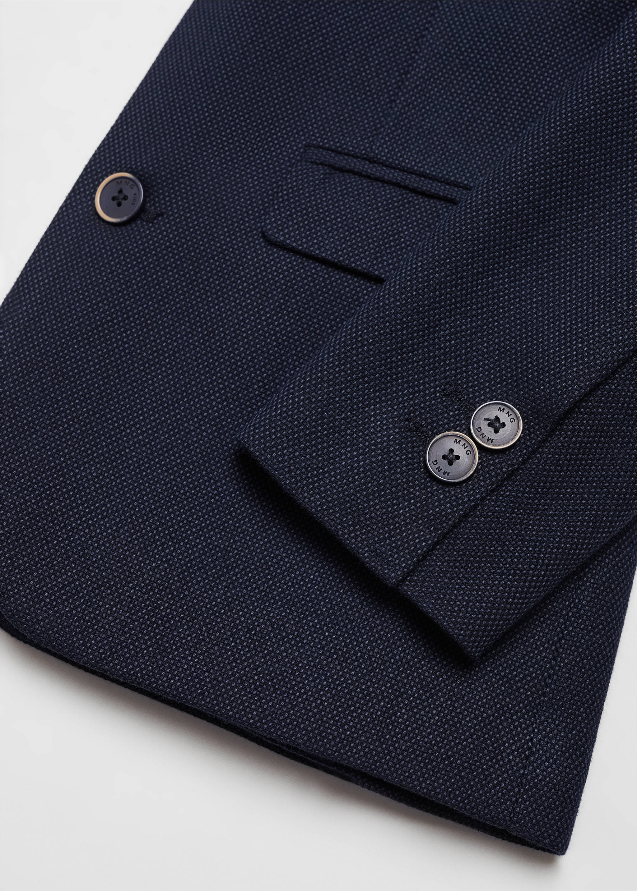 Textured slim-fit suit jacket - Details of the article 8, Navy. Ref: 57055807-00.