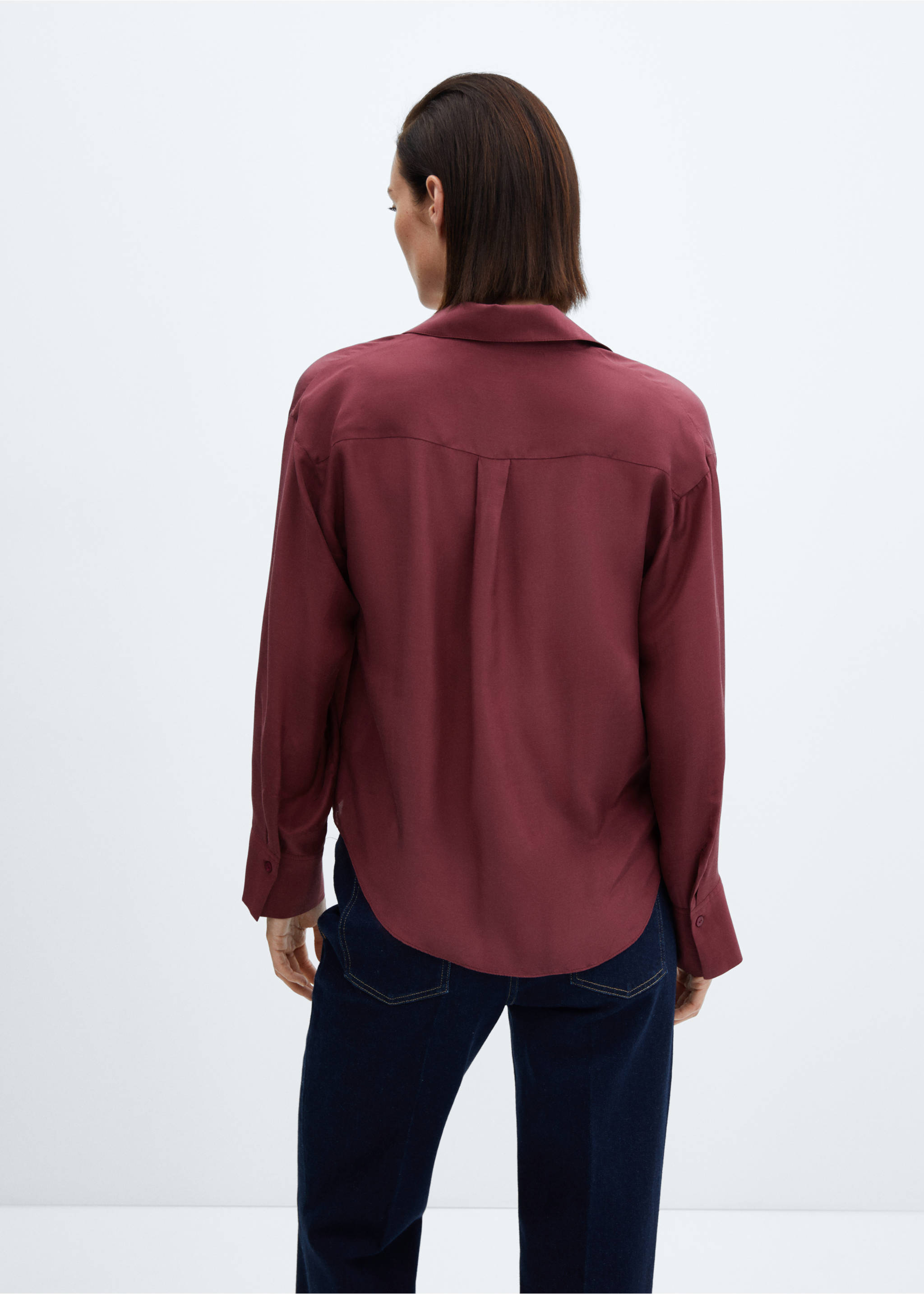 Satin wrap blouse - Reverse of the article, Burgundy. Ref: 57055809-00.