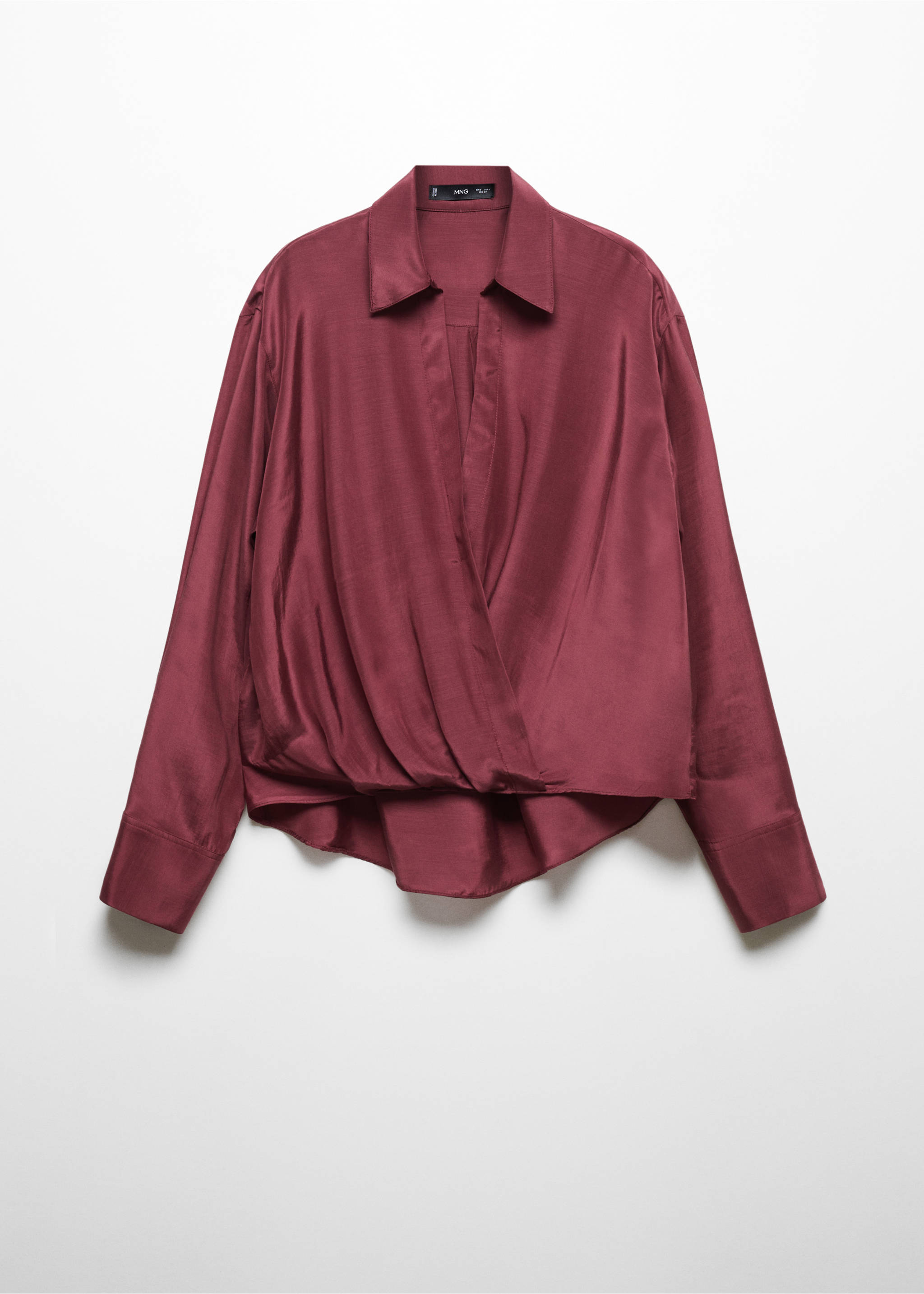 Satin wrap blouse - Article without model, Burgundy. Ref: 57055809-00.