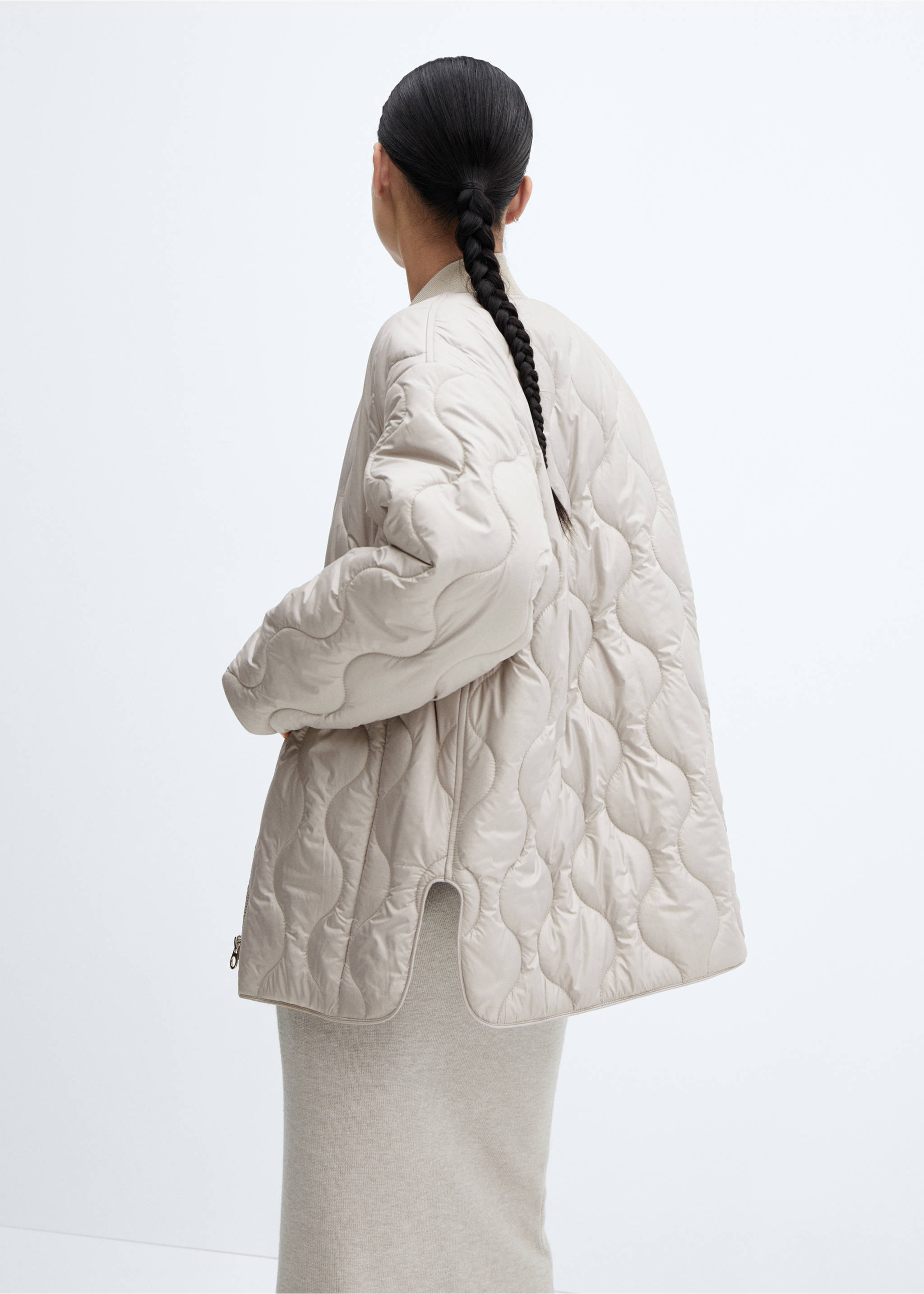 Oversized waterproof puffer coat - Reverse of the article, Grey. Ref: 57055948-00.