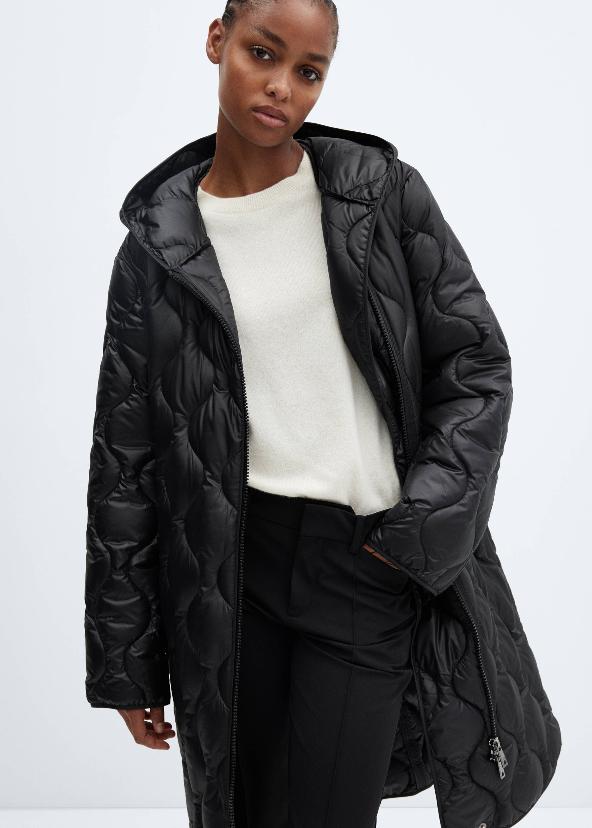 Hood puffer coat - Medium plane