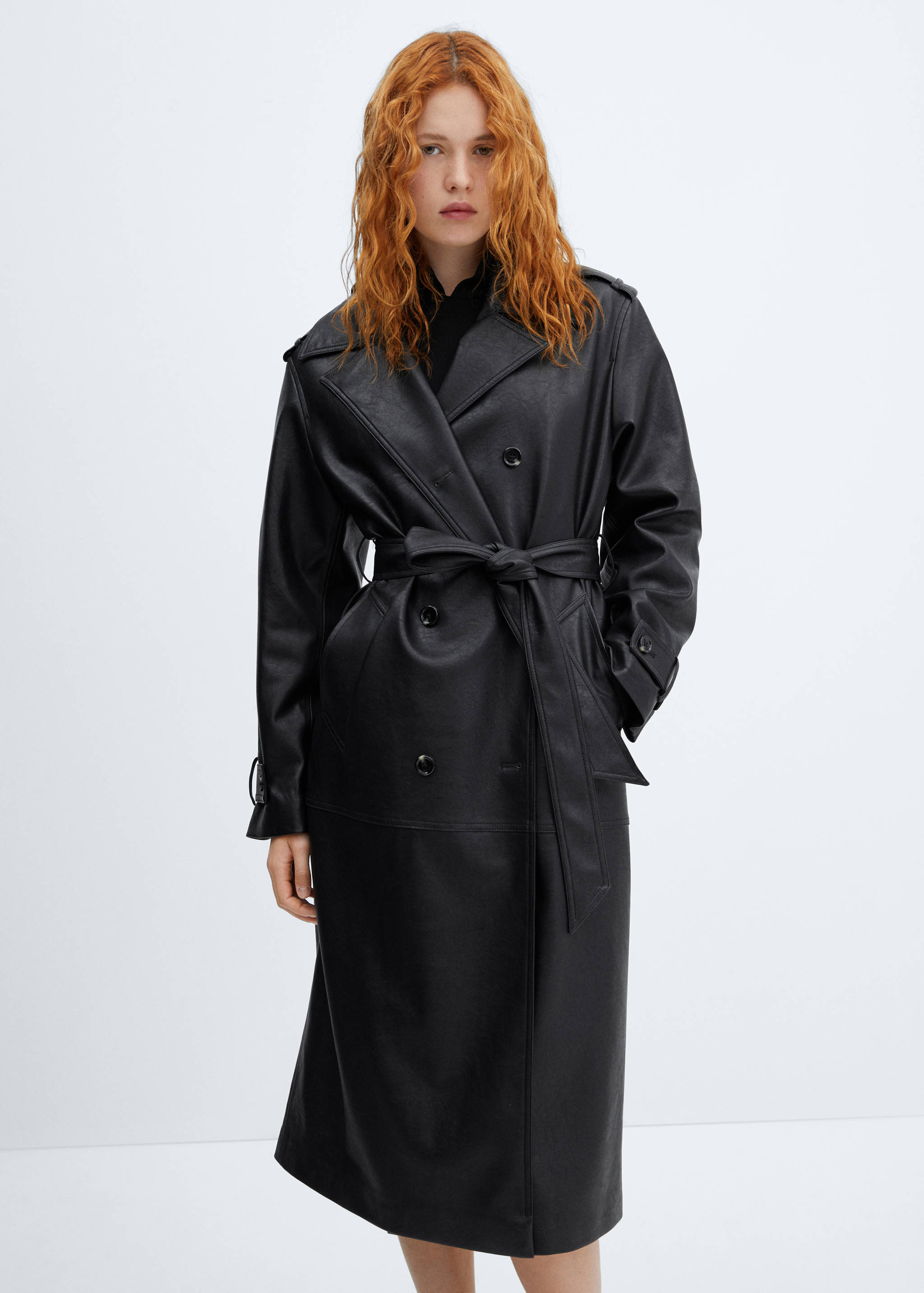 Trench oversize simili-cuir - Plan moyen