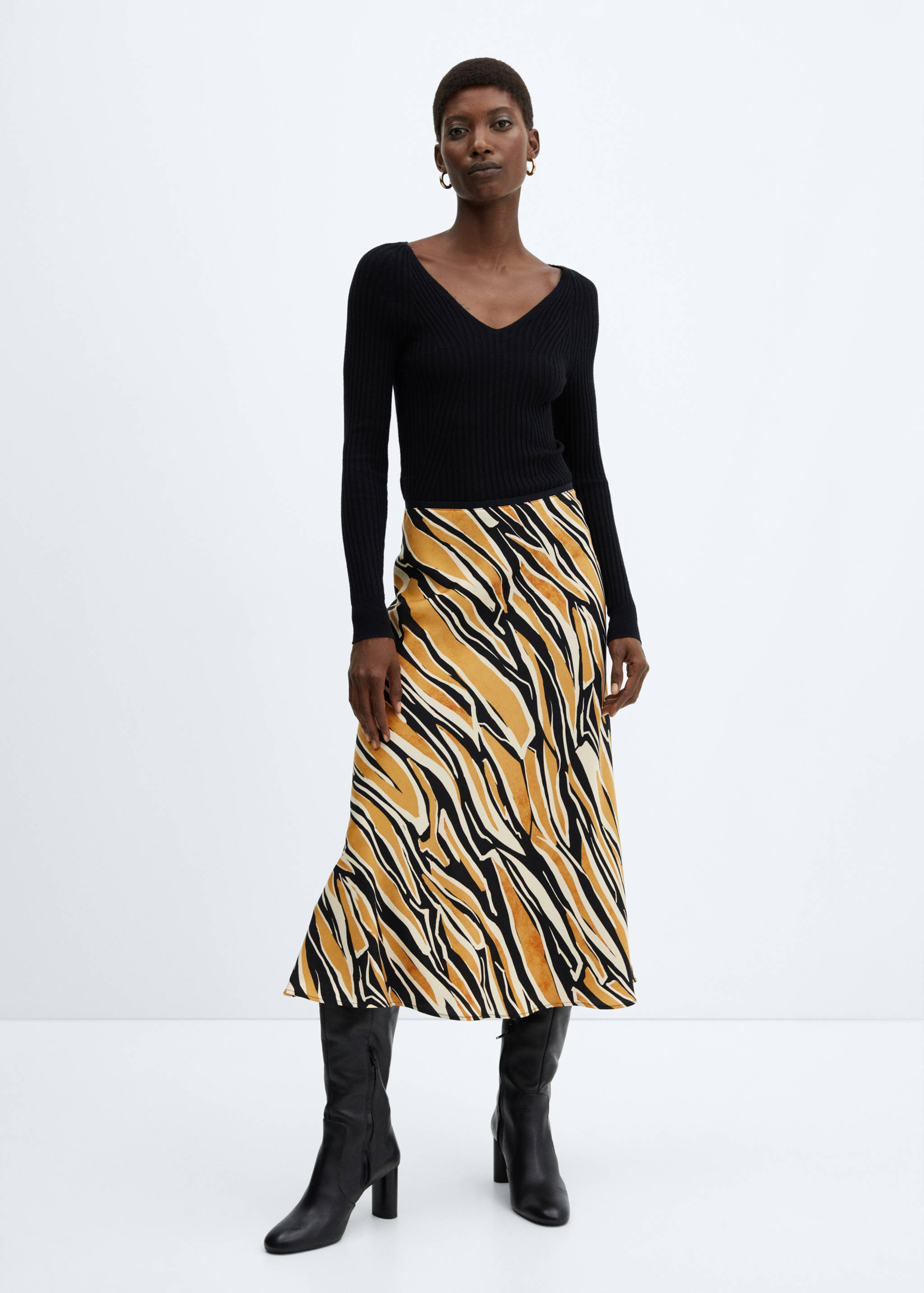 Printed satin skirt - General plane