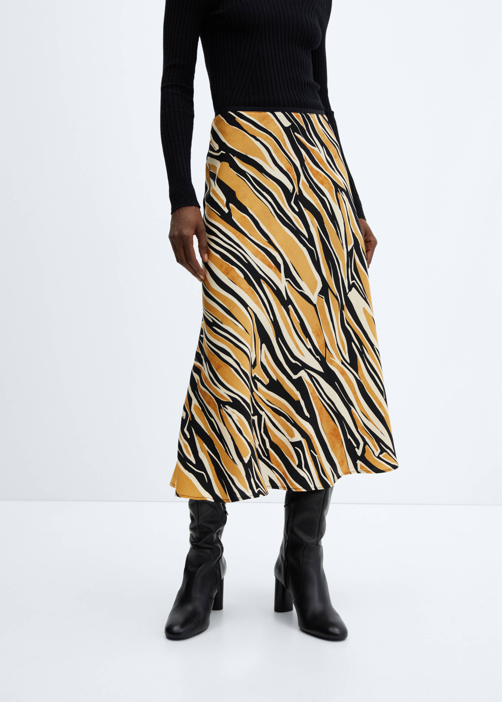 Printed satin skirt - Medium plane