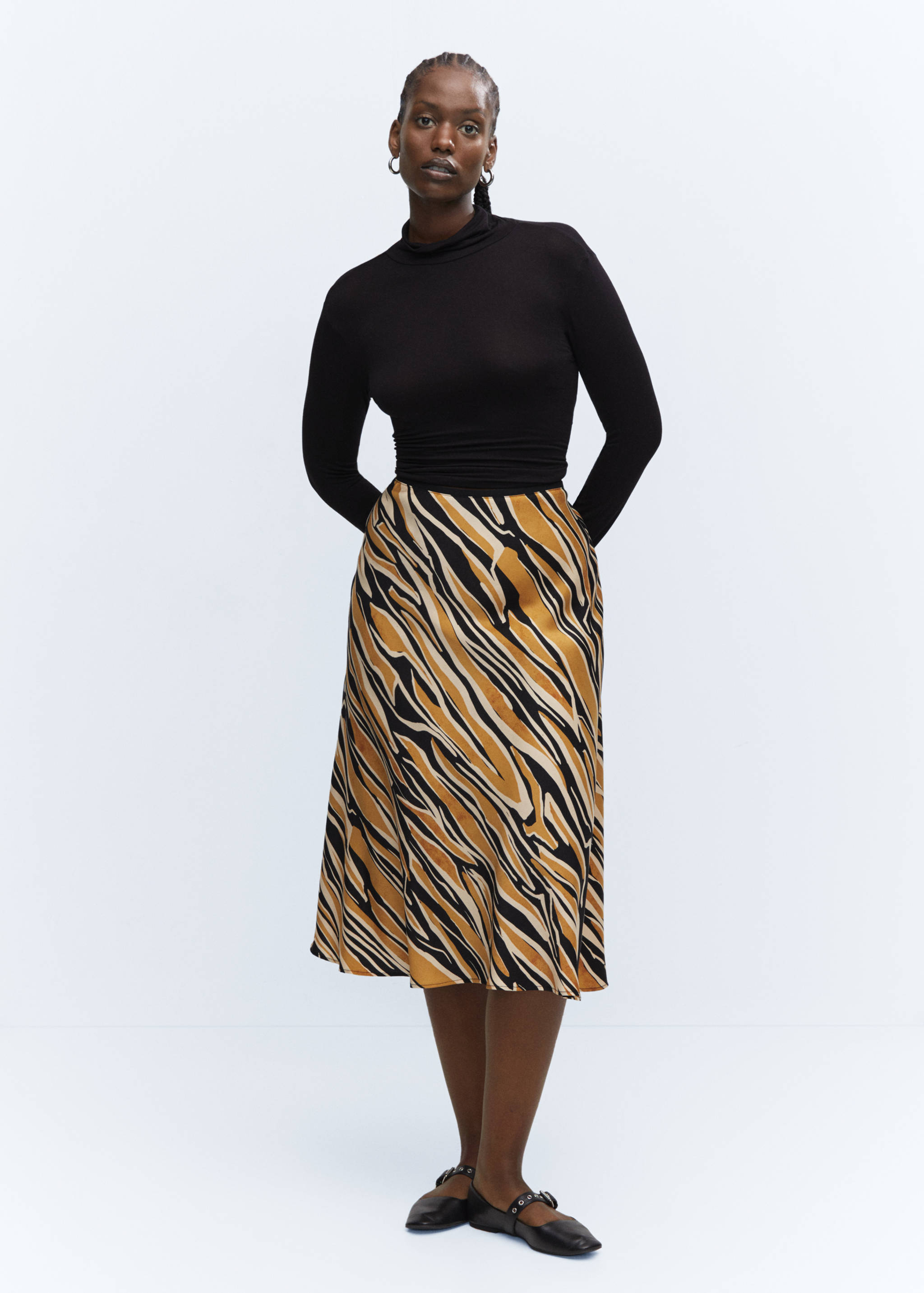 Printed satin skirt - Details of the article 3