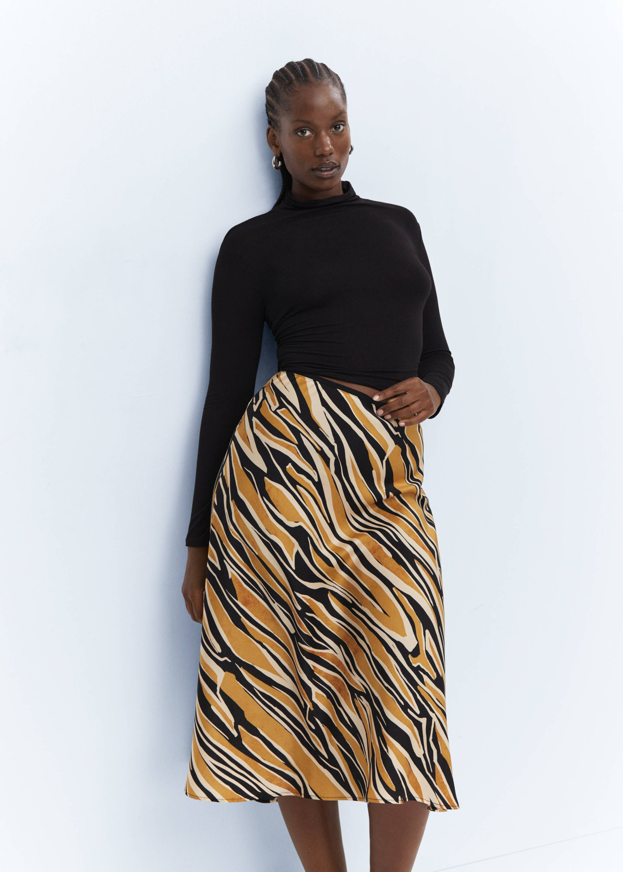 Printed satin skirt - Details of the article 4