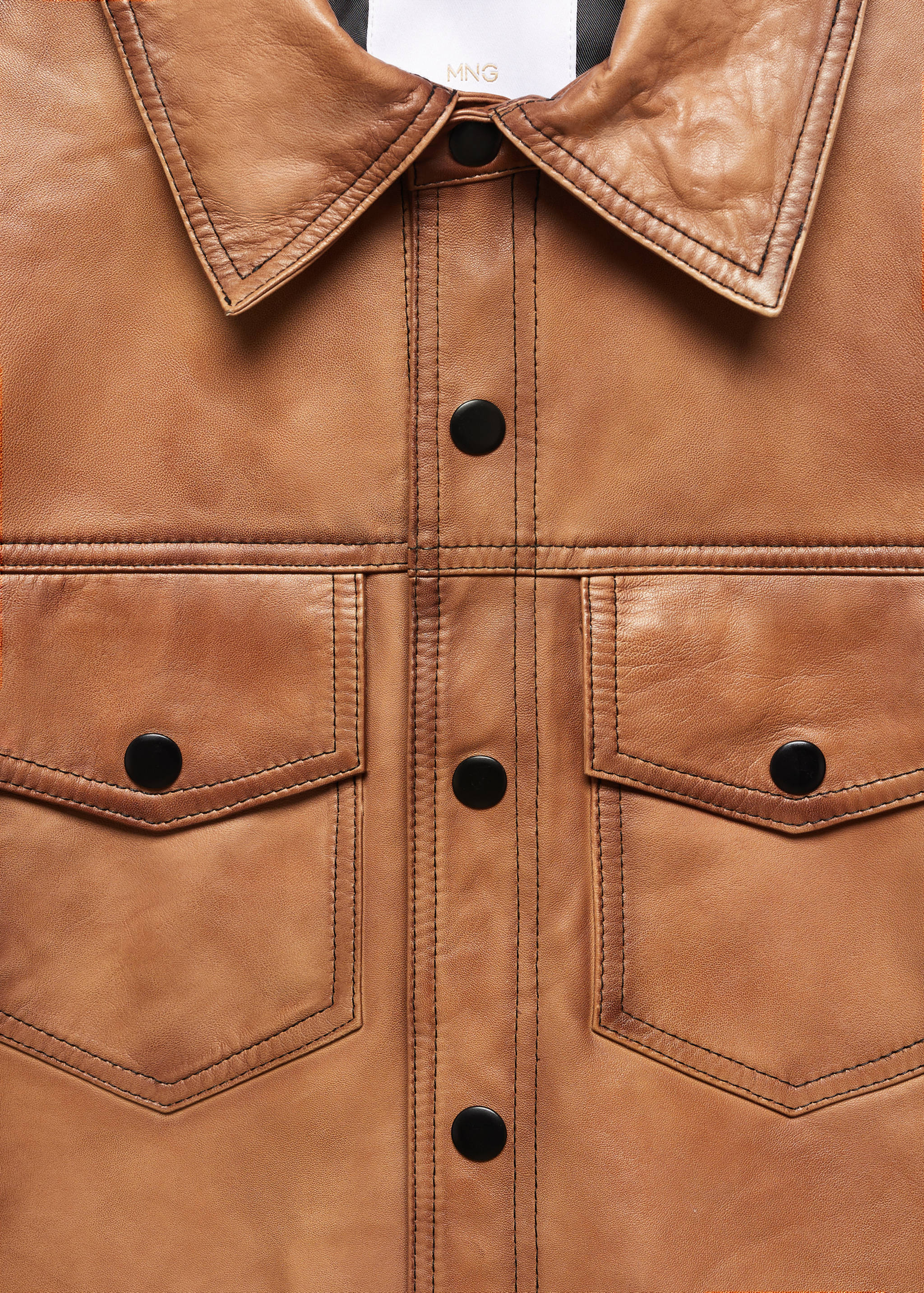 Suede jacket with fur-effect collar - Details of the article 0