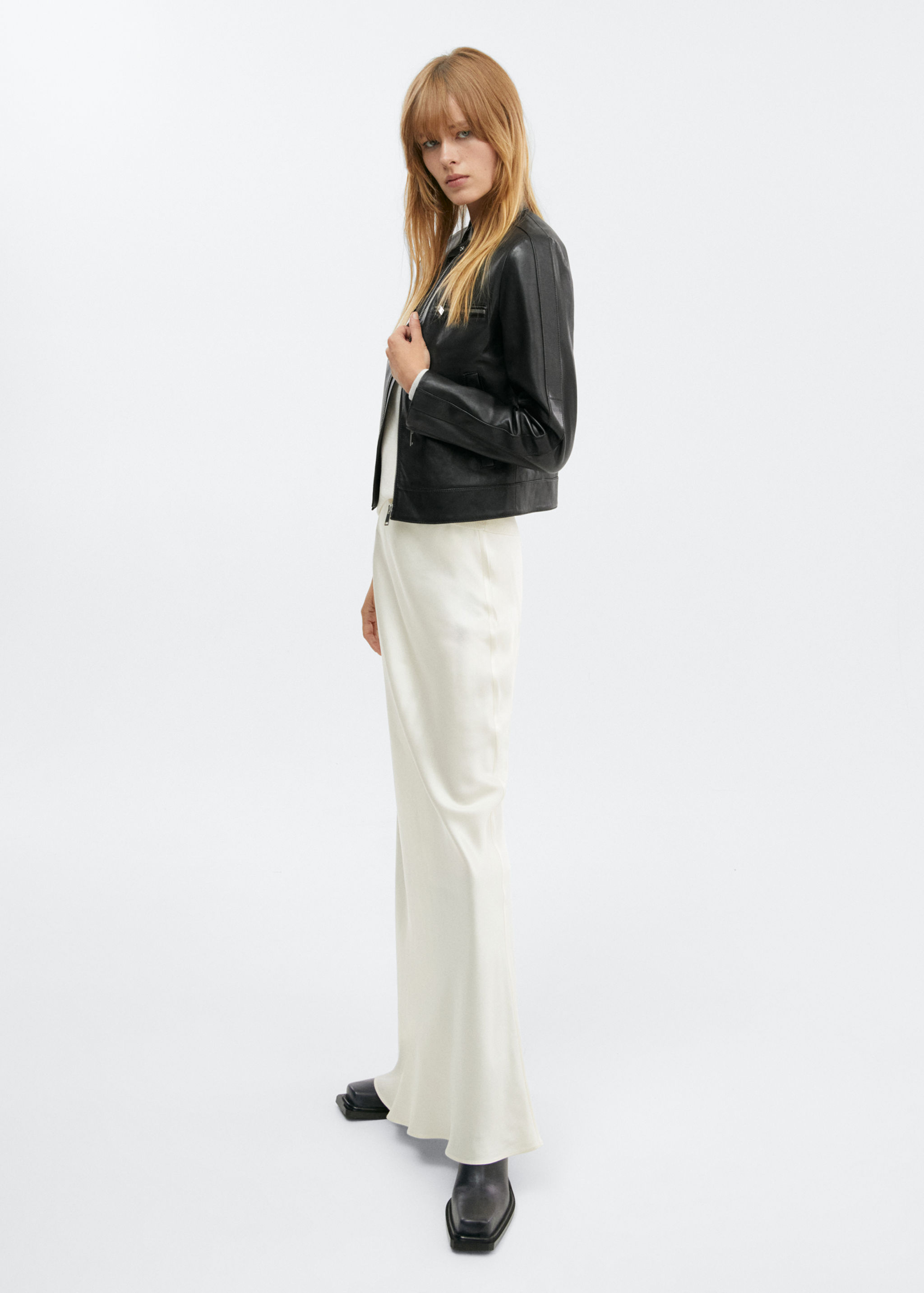 Zipper leather biker jacket - General plane