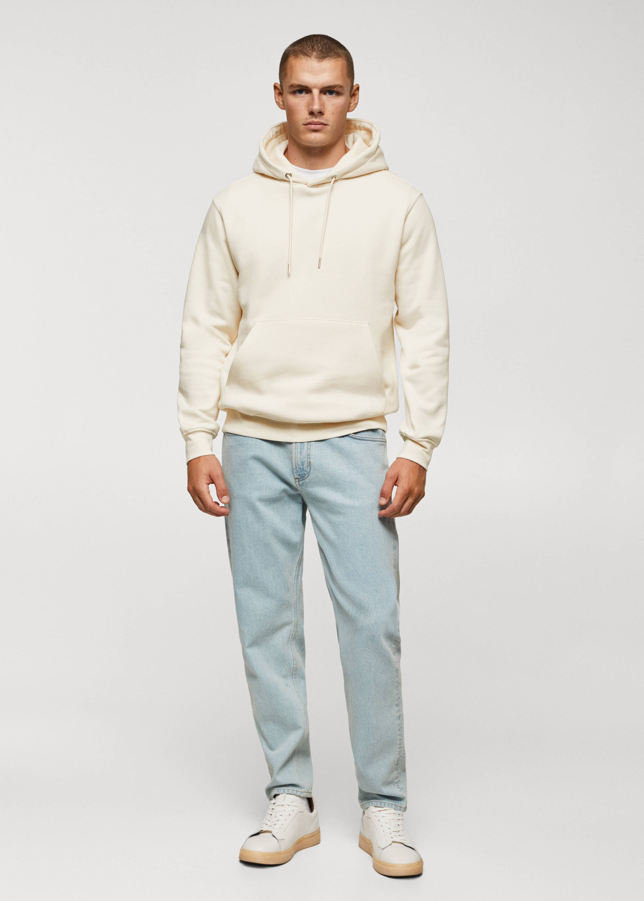 Baumwoll-Kapuzensweatshirt mit Känguru-Tasche - Allgemeine Ansicht