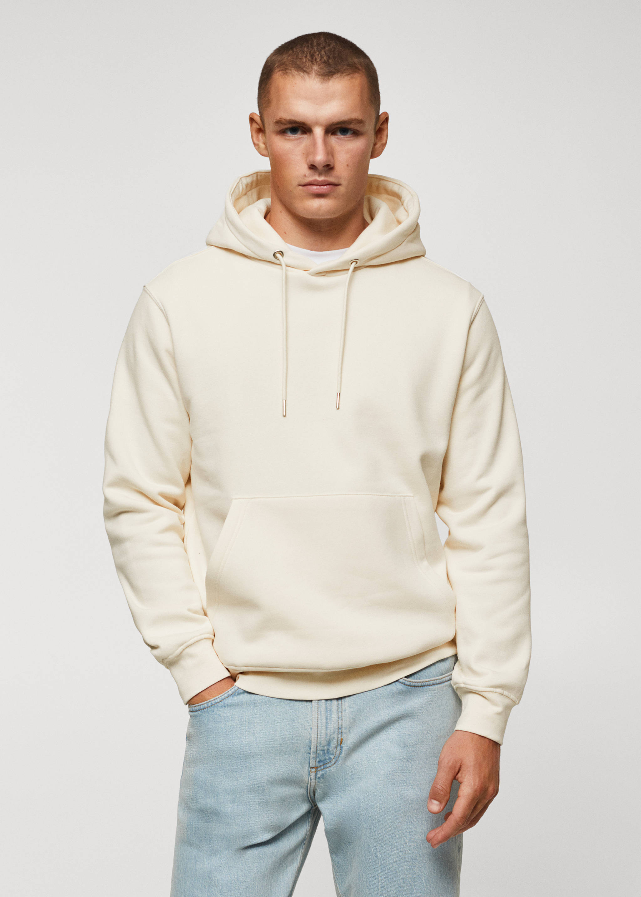 Baumwoll-Kapuzensweatshirt mit Känguru-Tasche - Mittlere Ansicht