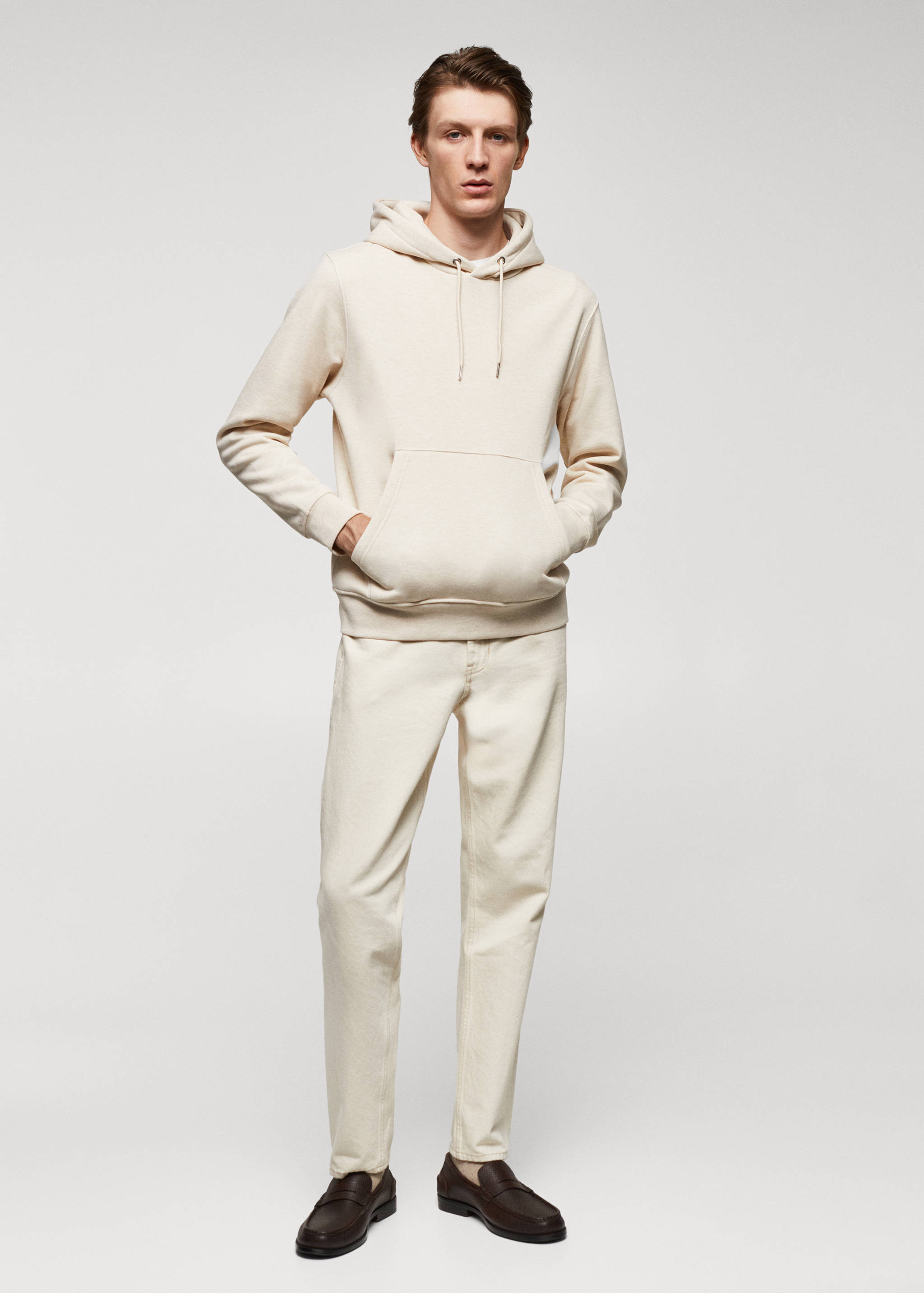 Baumwoll-Kapuzensweatshirt mit Känguru-Tasche - Allgemeine Ansicht