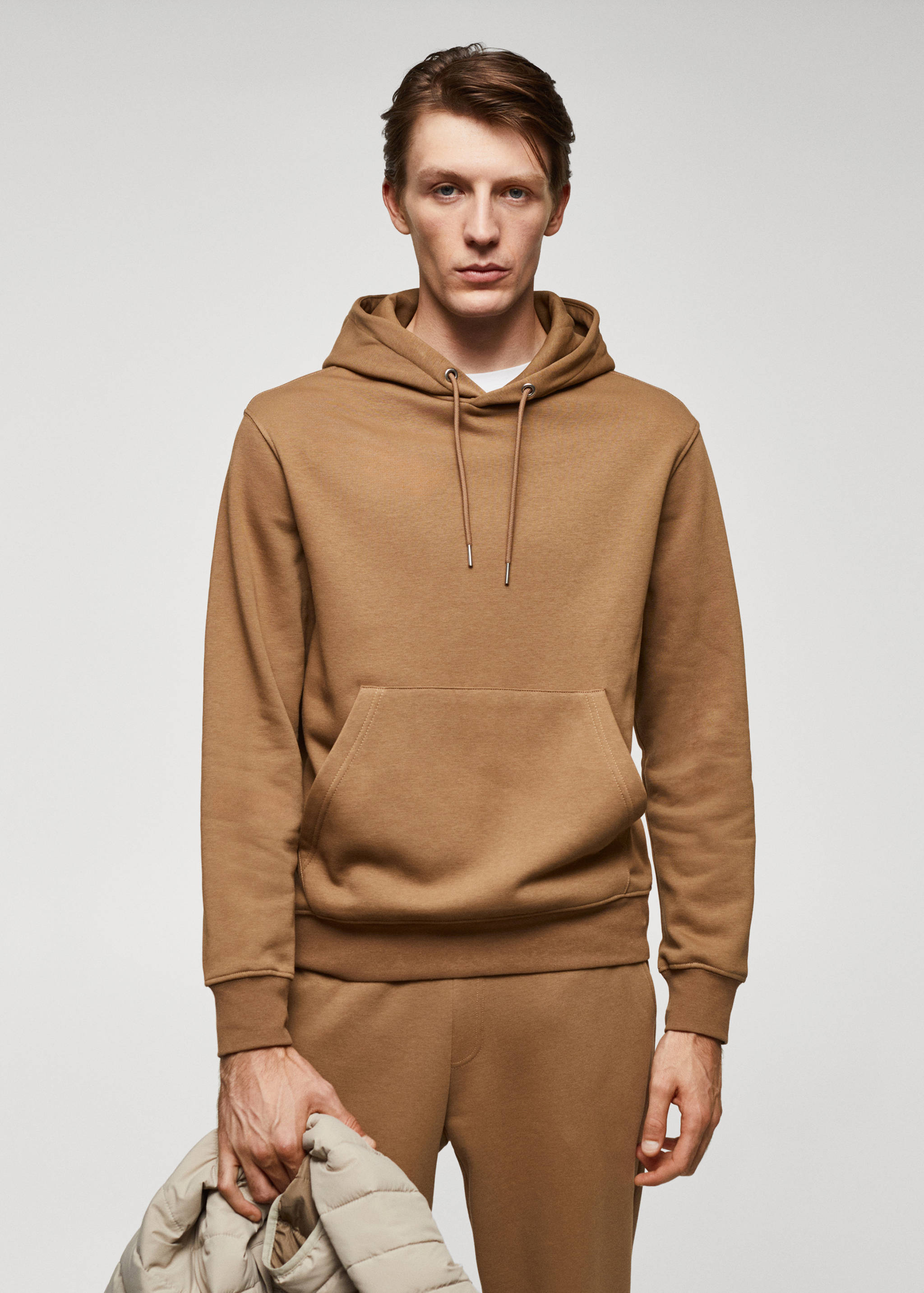 Baumwoll-Kapuzensweatshirt mit Känguru-Tasche - Mittlere Ansicht