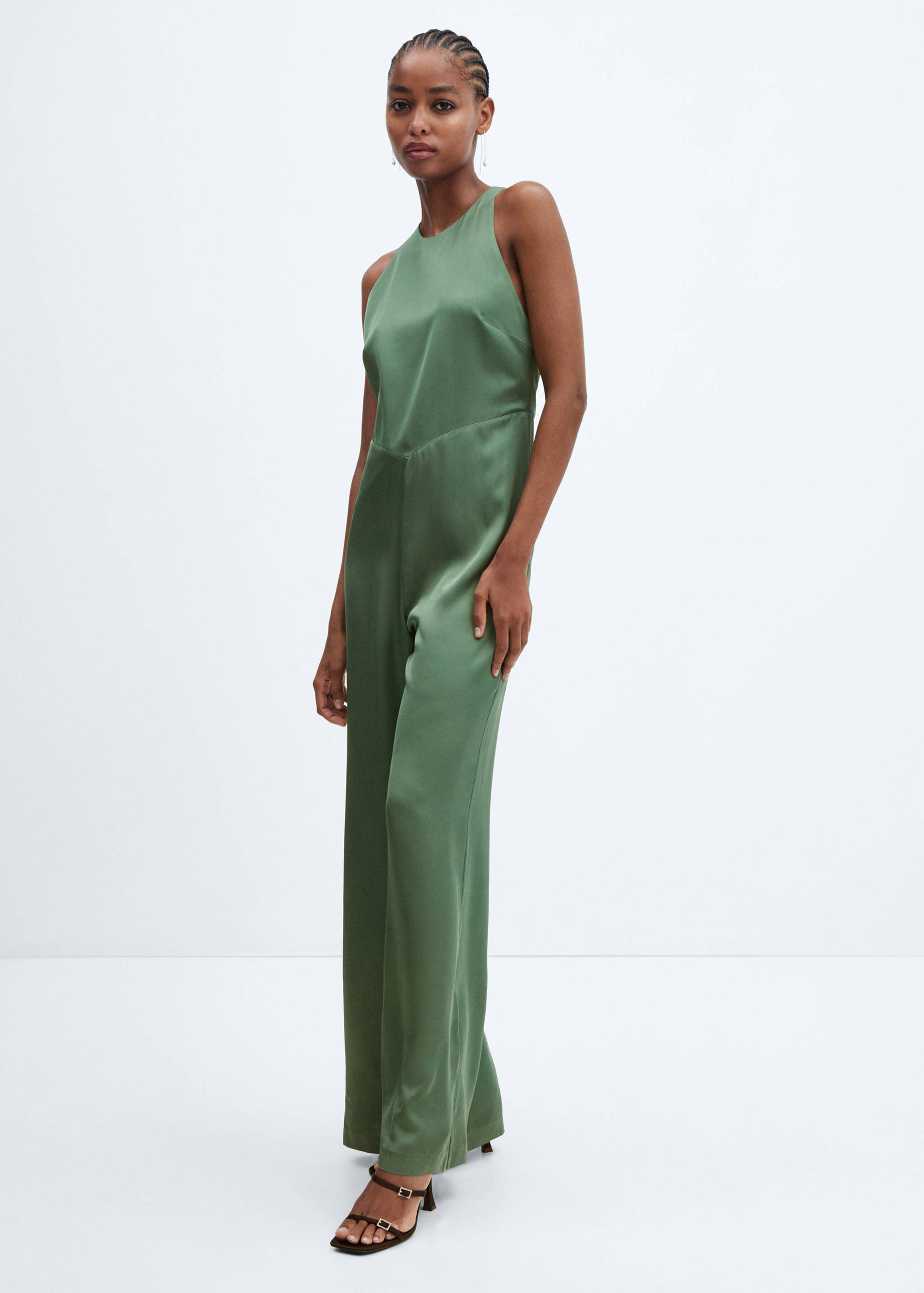 Halter-neck satin jumpsuit - General plane
