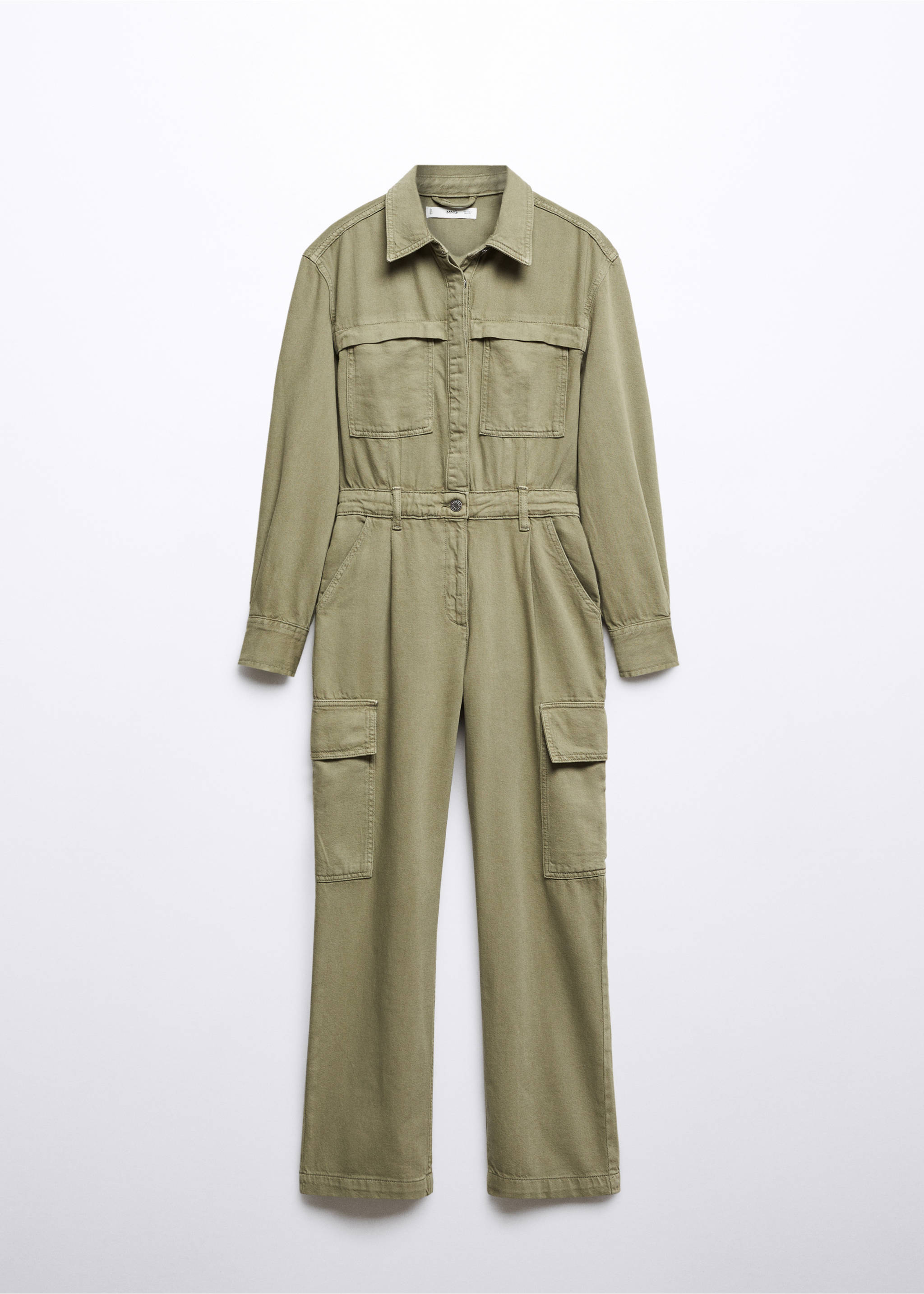 Denim cargo jumpsuit - Article without model, Khaki. Ref: 57056715-00.