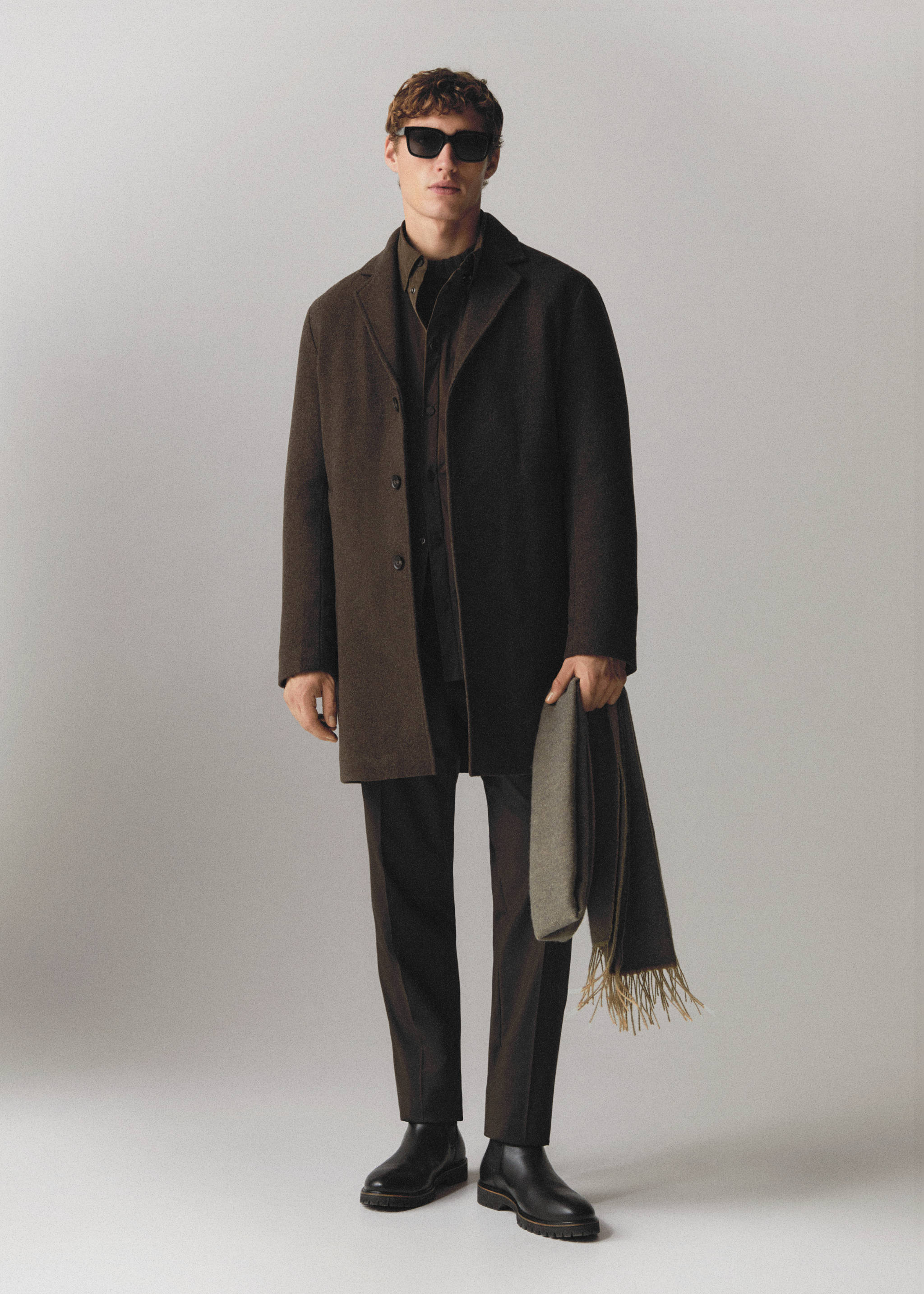 Thermoregulating wool coat - Details of the article 6, Khaki. Ref: 57057704-00.