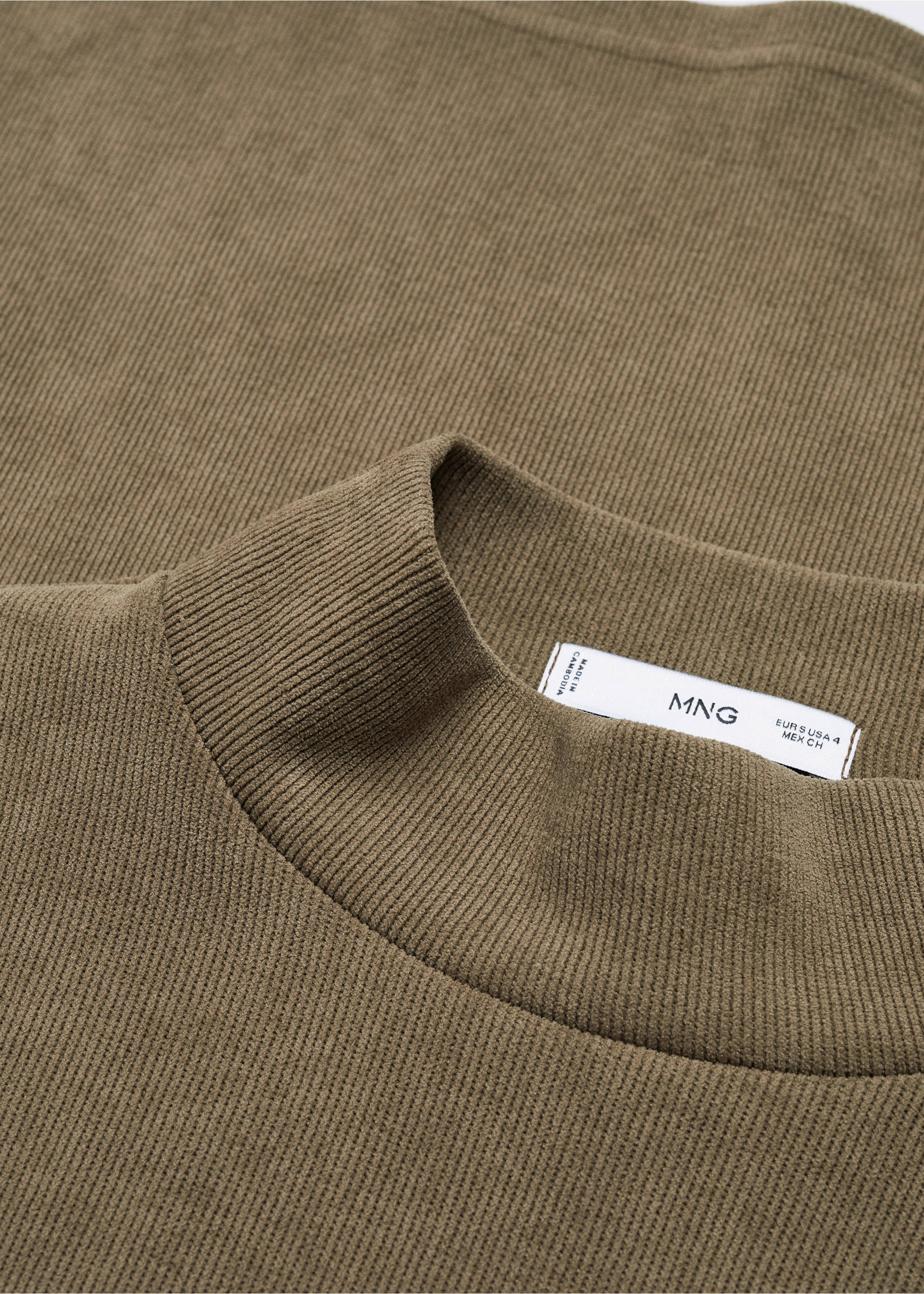 Sweat-shirt velours côtelé col montant - Détail de l'article 8, Gris anthracite. Ref: 57057742-00.