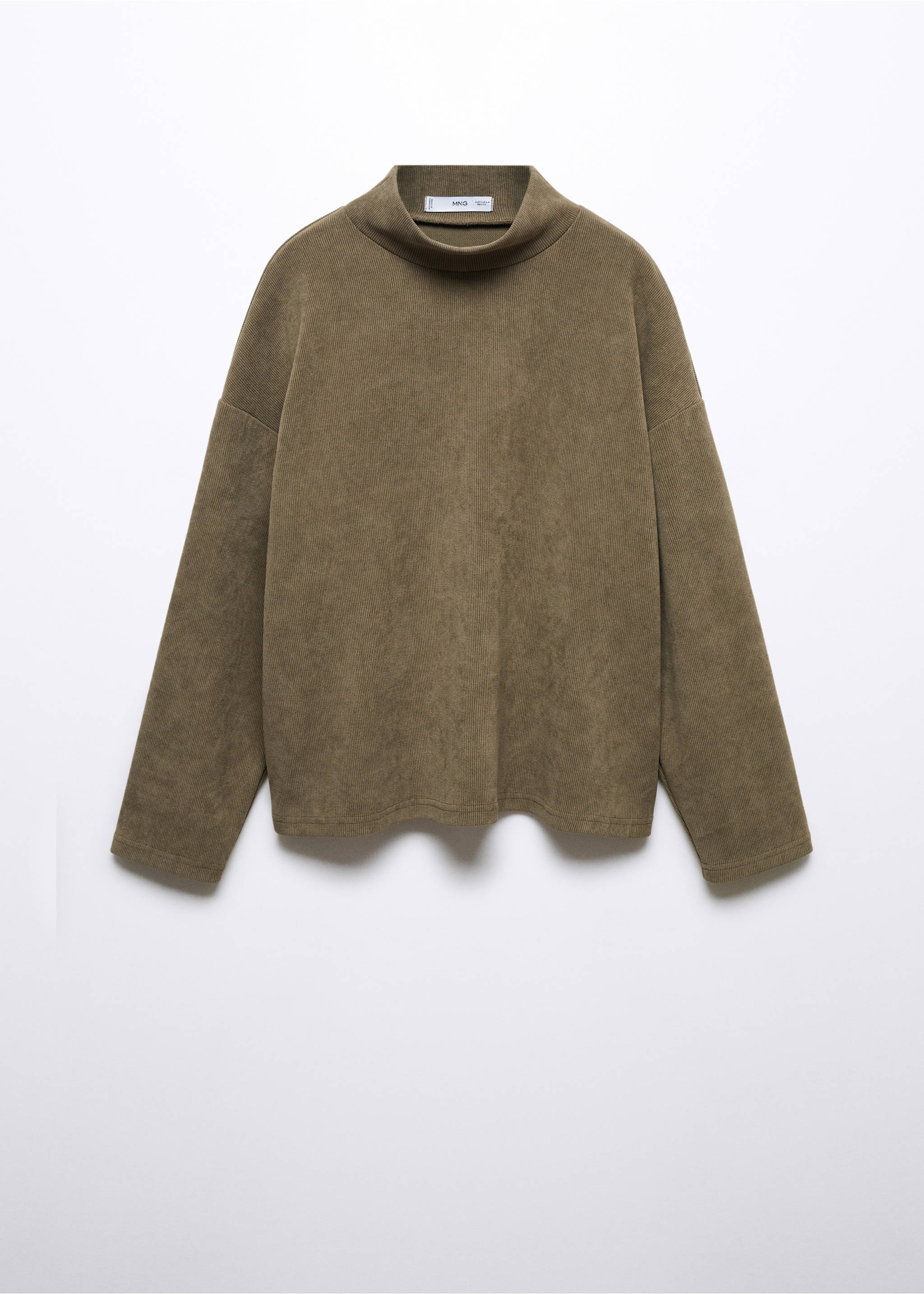 Sweat-shirt velours côtelé col montant - Article sans modèle, Gris anthracite. Ref: 57057742-00.