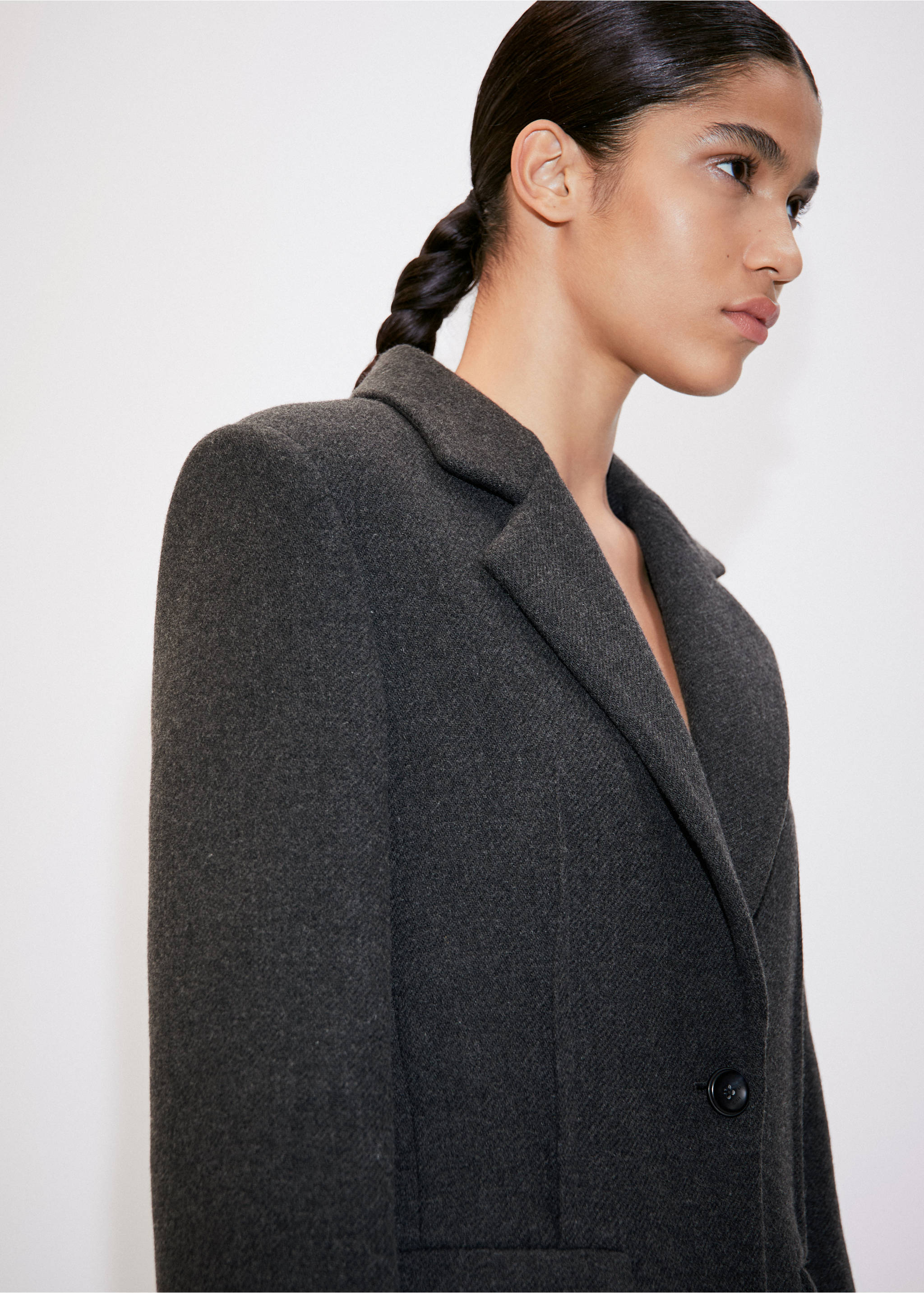 100% wool coat - Details of the article 1, Grey. Ref: 57057746-00.