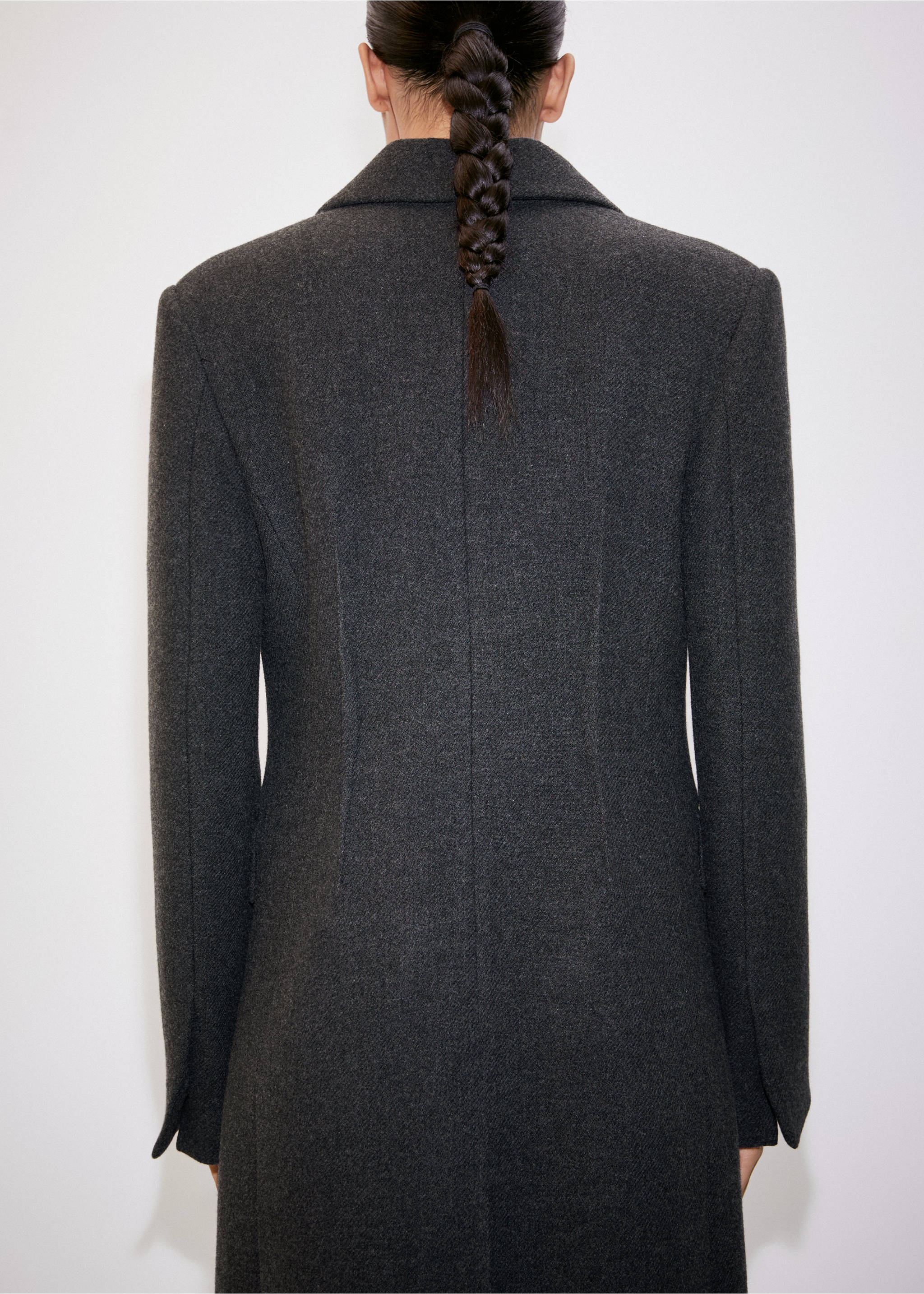 100% wool coat - Details of the article 2, Grey. Ref: 57057746-00.