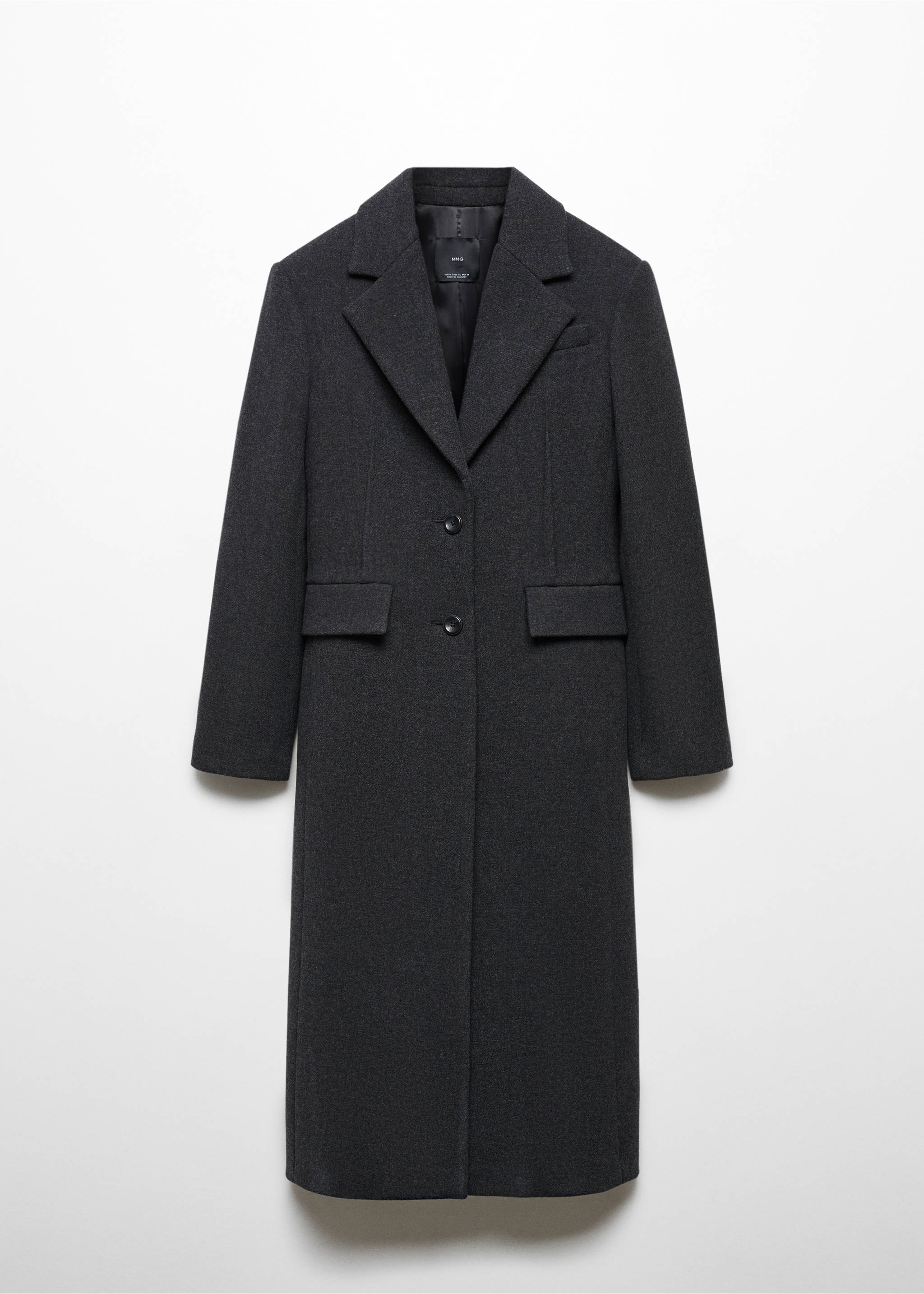 100% wool coat - Article without model, Grey. Ref: 57057746-00.