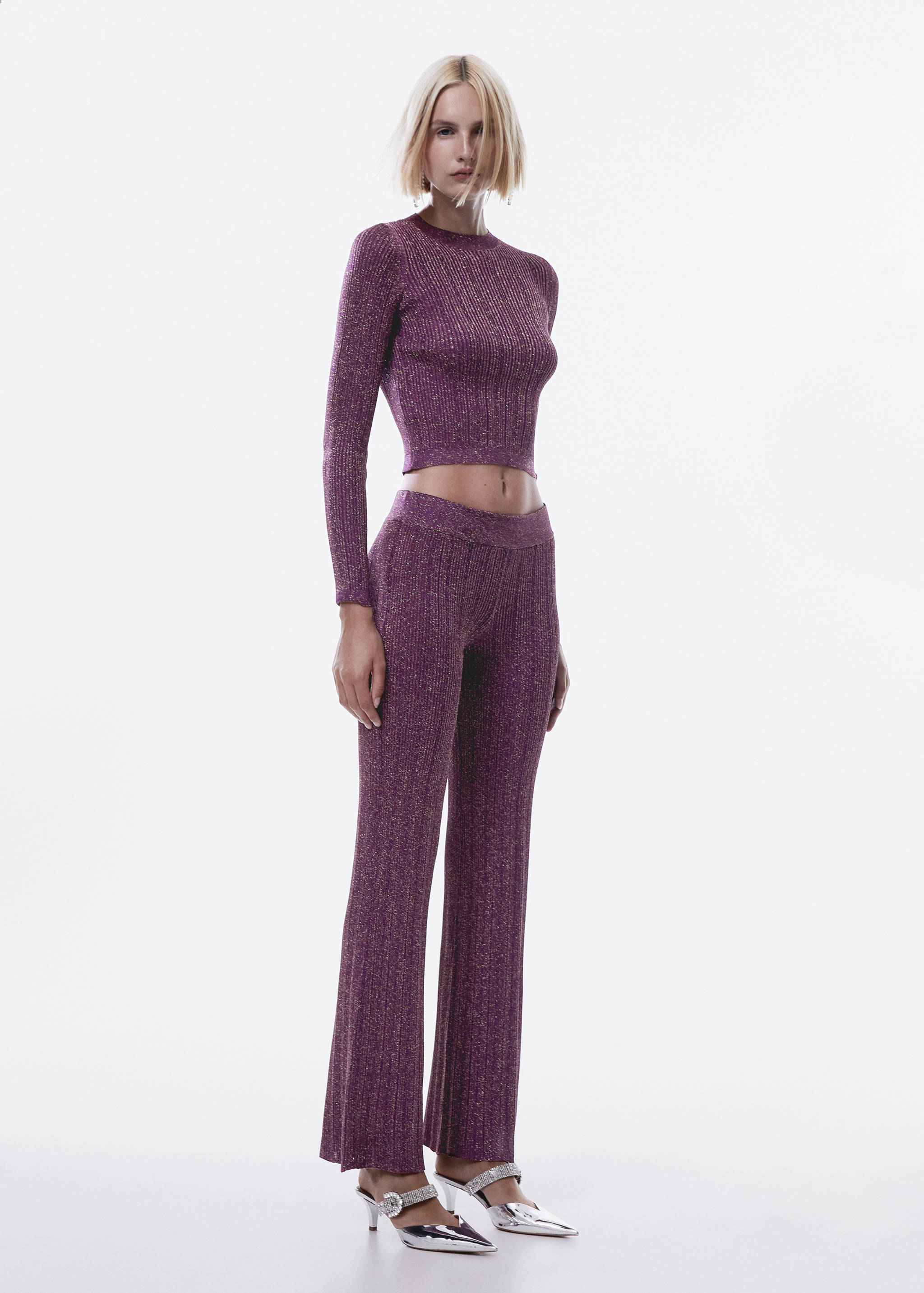 Lurex-knit flared pants - General plane