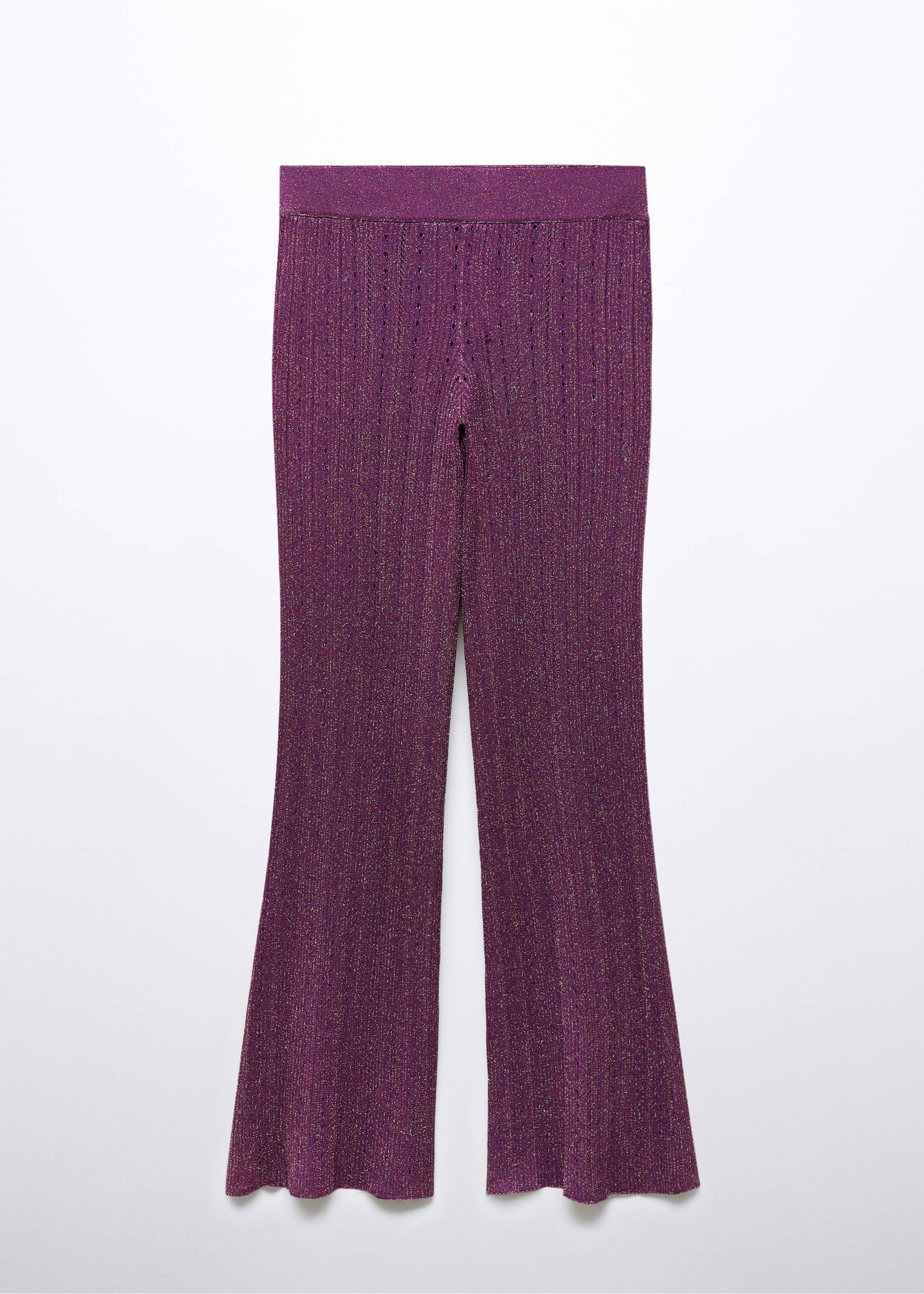 Lurex-knit flared trousers - Article without model, Purple. Ref: 57057755-00.