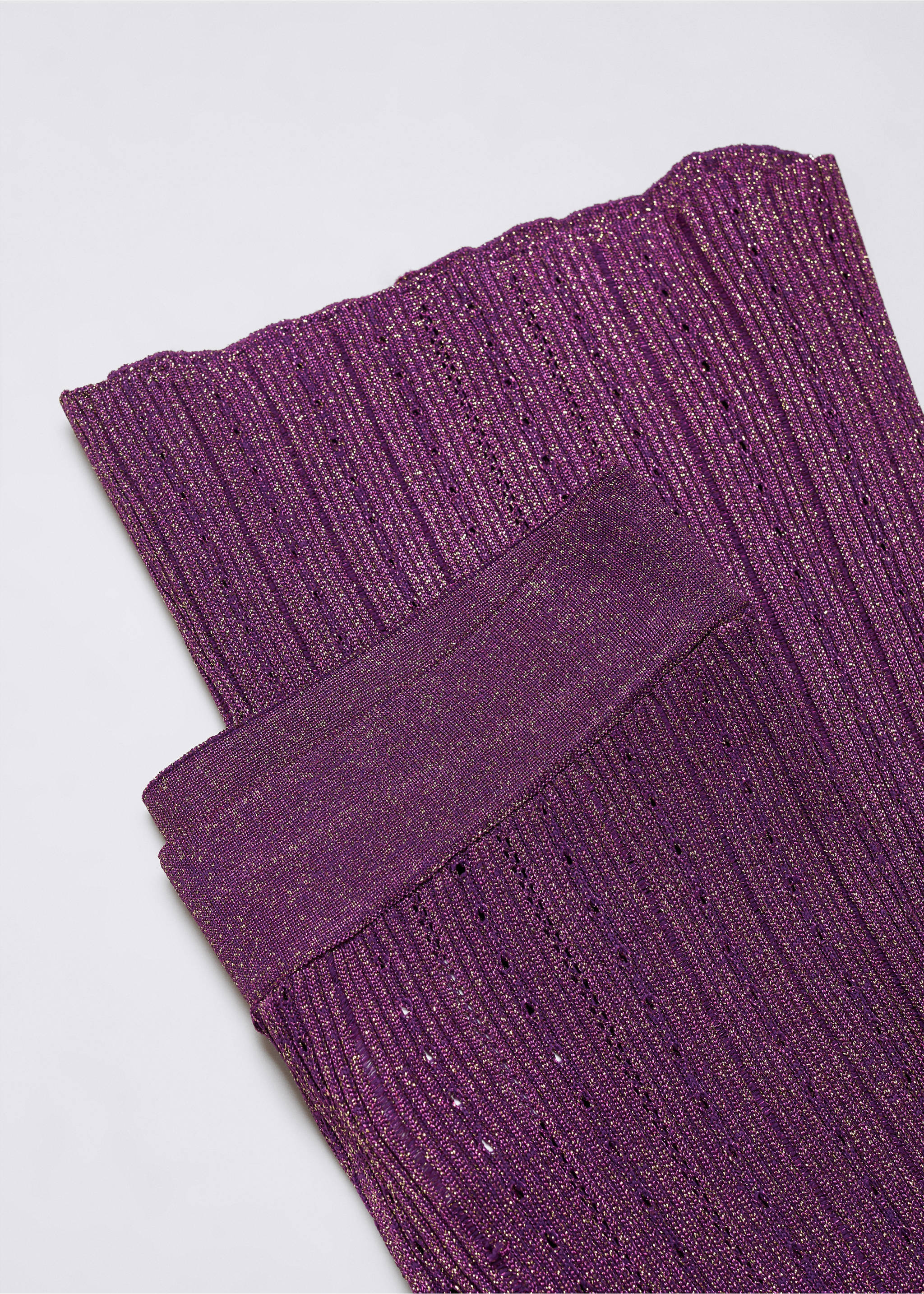Lurex-knit flared trousers - Details of the article 8, Purple. Ref: 57057755-00.