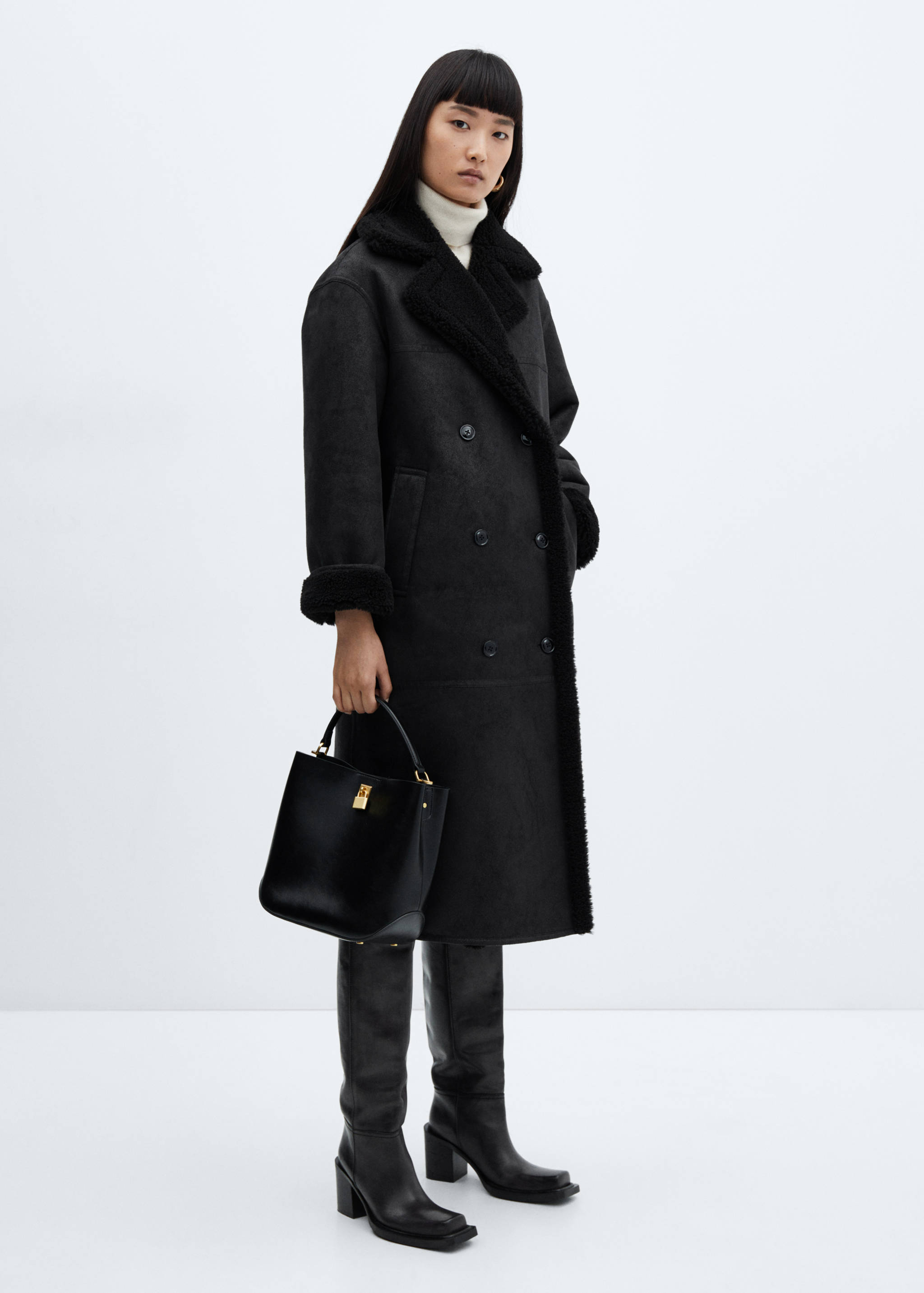 Shearling-lined faux-fur coat - General plane