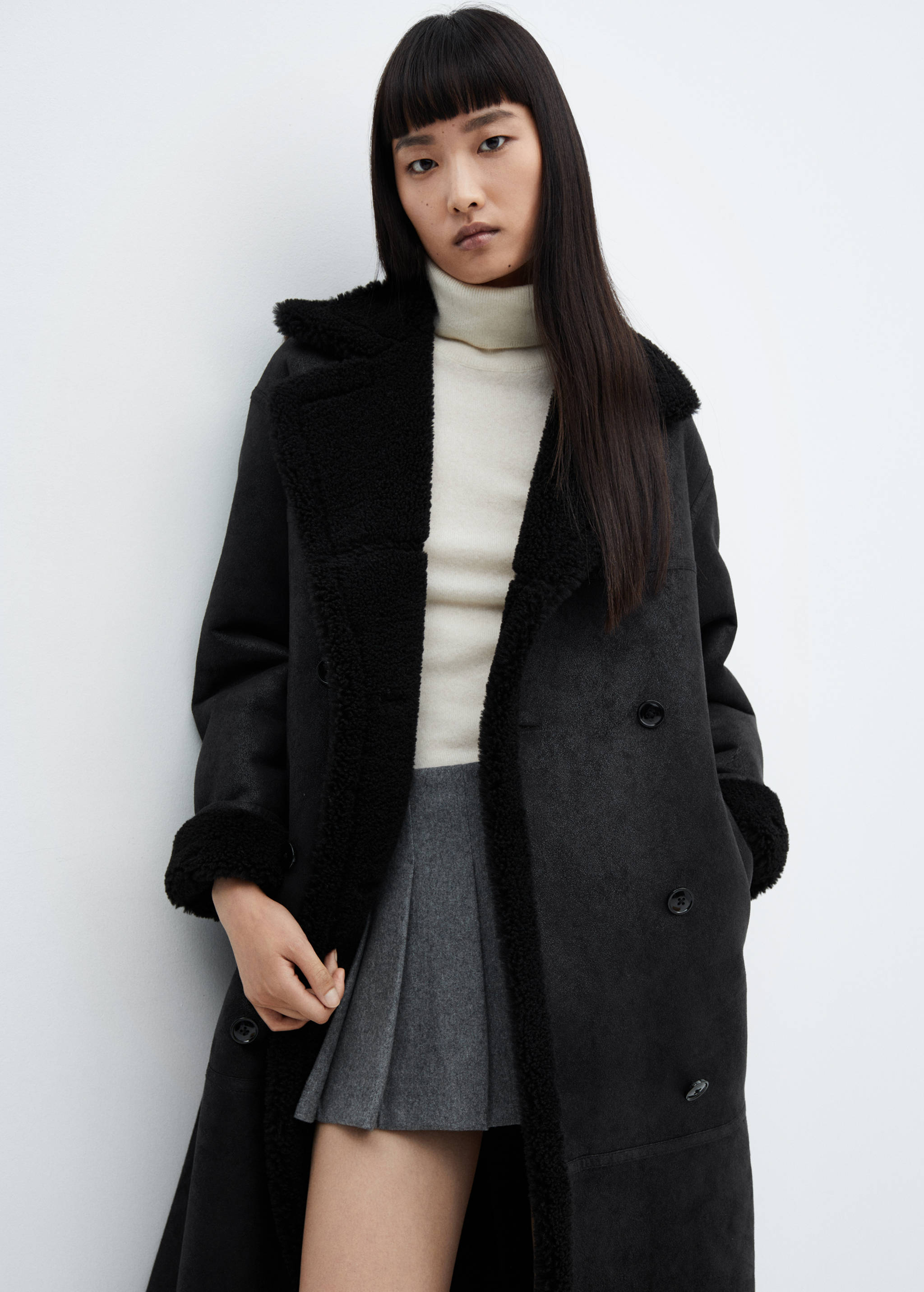Shearling-lined faux-fur coat - Medium plane