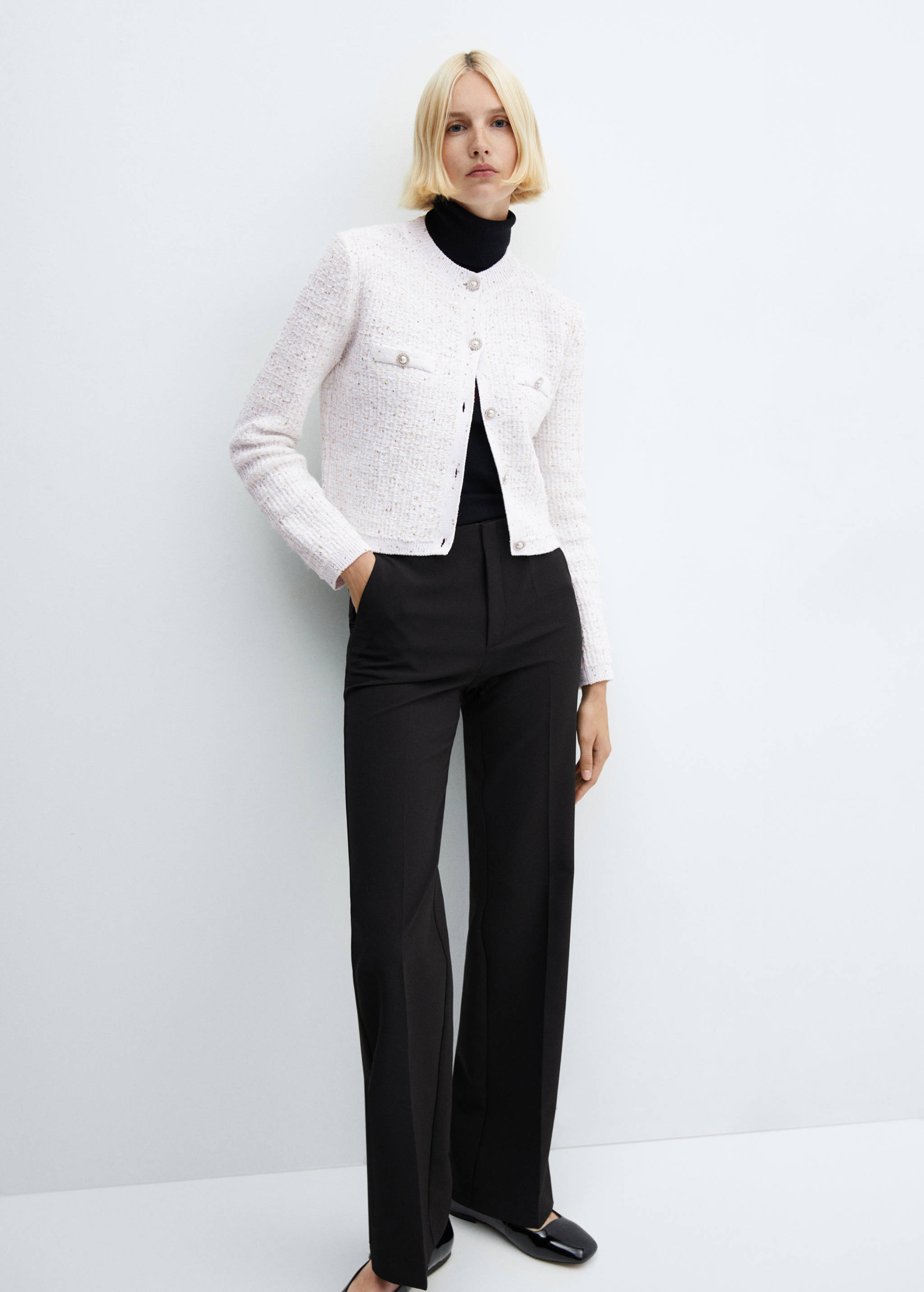 Tweed cardigan with jewel button - Details of the article 2