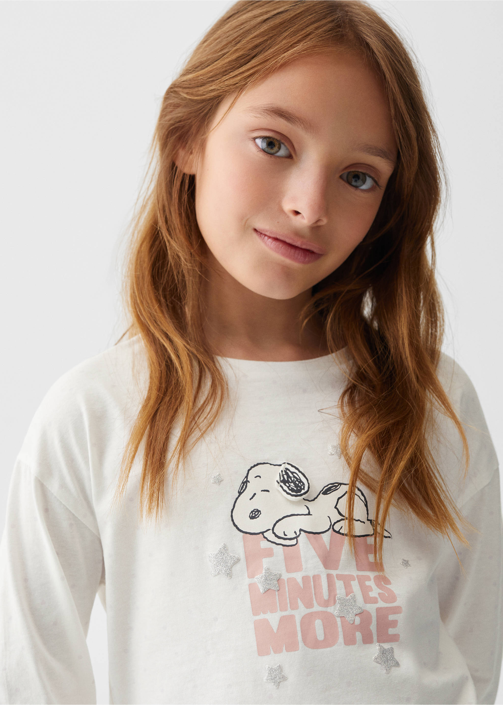 Long Snoopy pyjama - Details of the article 1, Off White. Ref: 57059090-00.