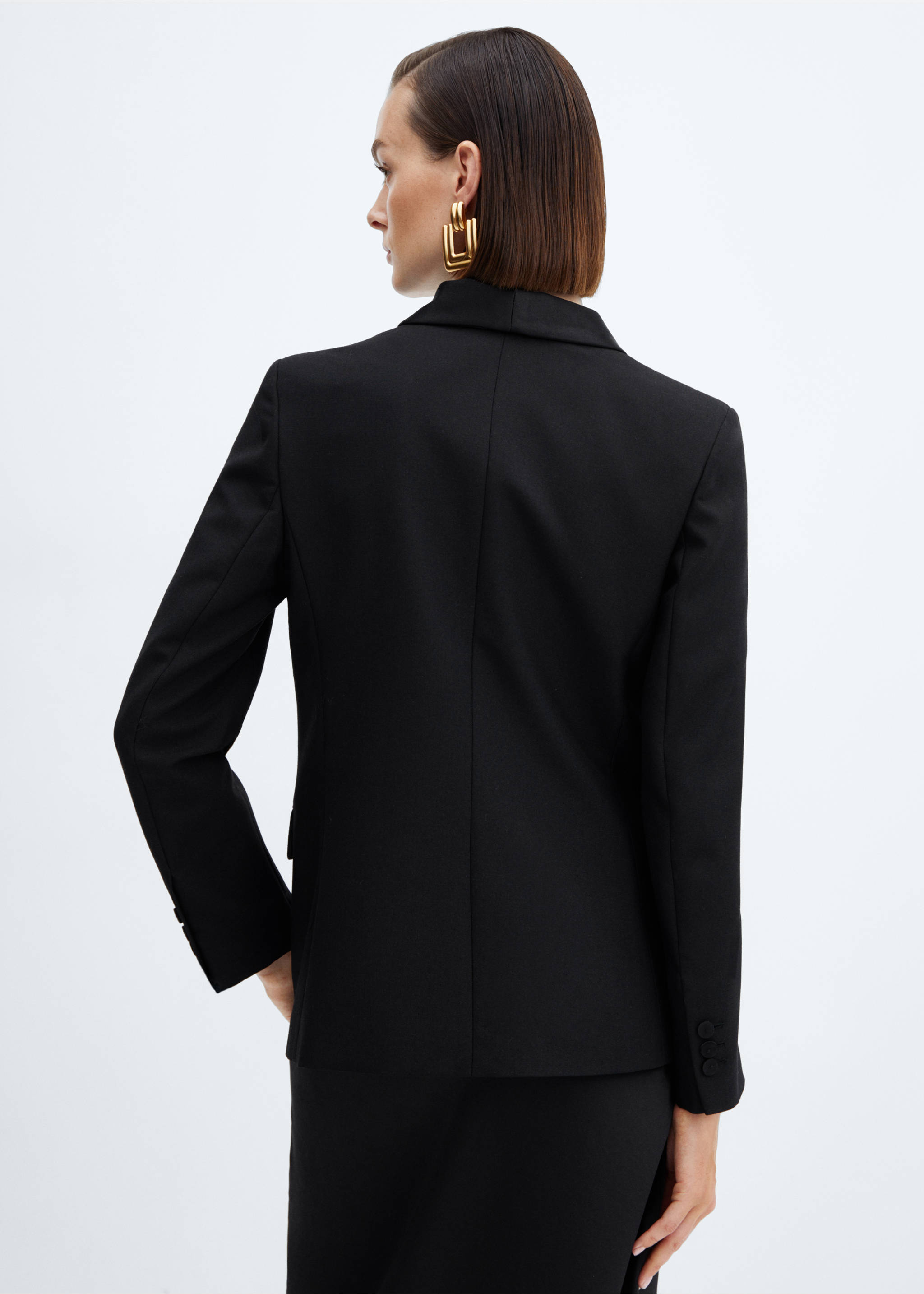 Wool jacket with satin lapels - Reverse of the article, Black. Ref: 57059097-00.