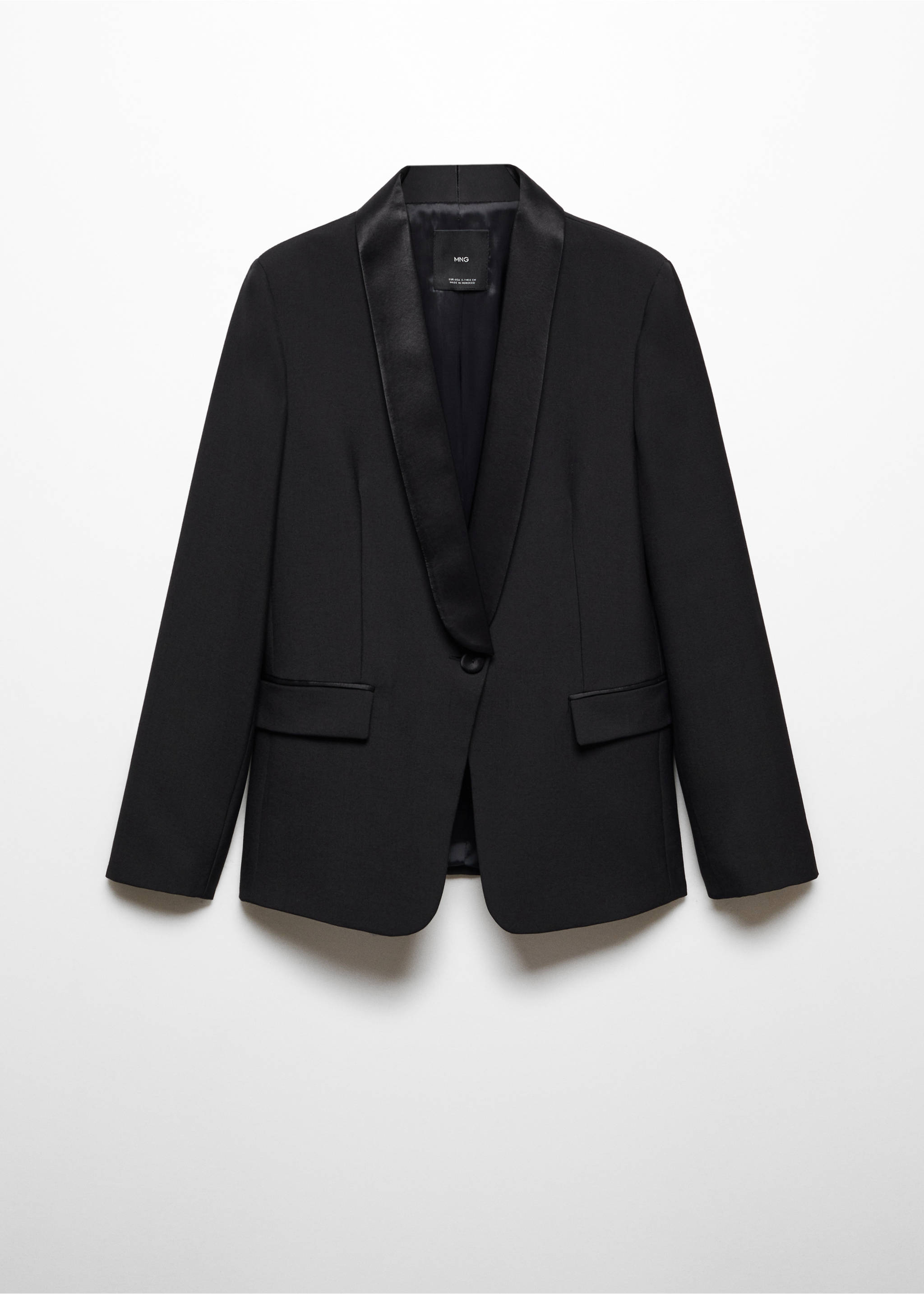 Wool jacket with satin lapels - Article without model, Black. Ref: 57059097-00.