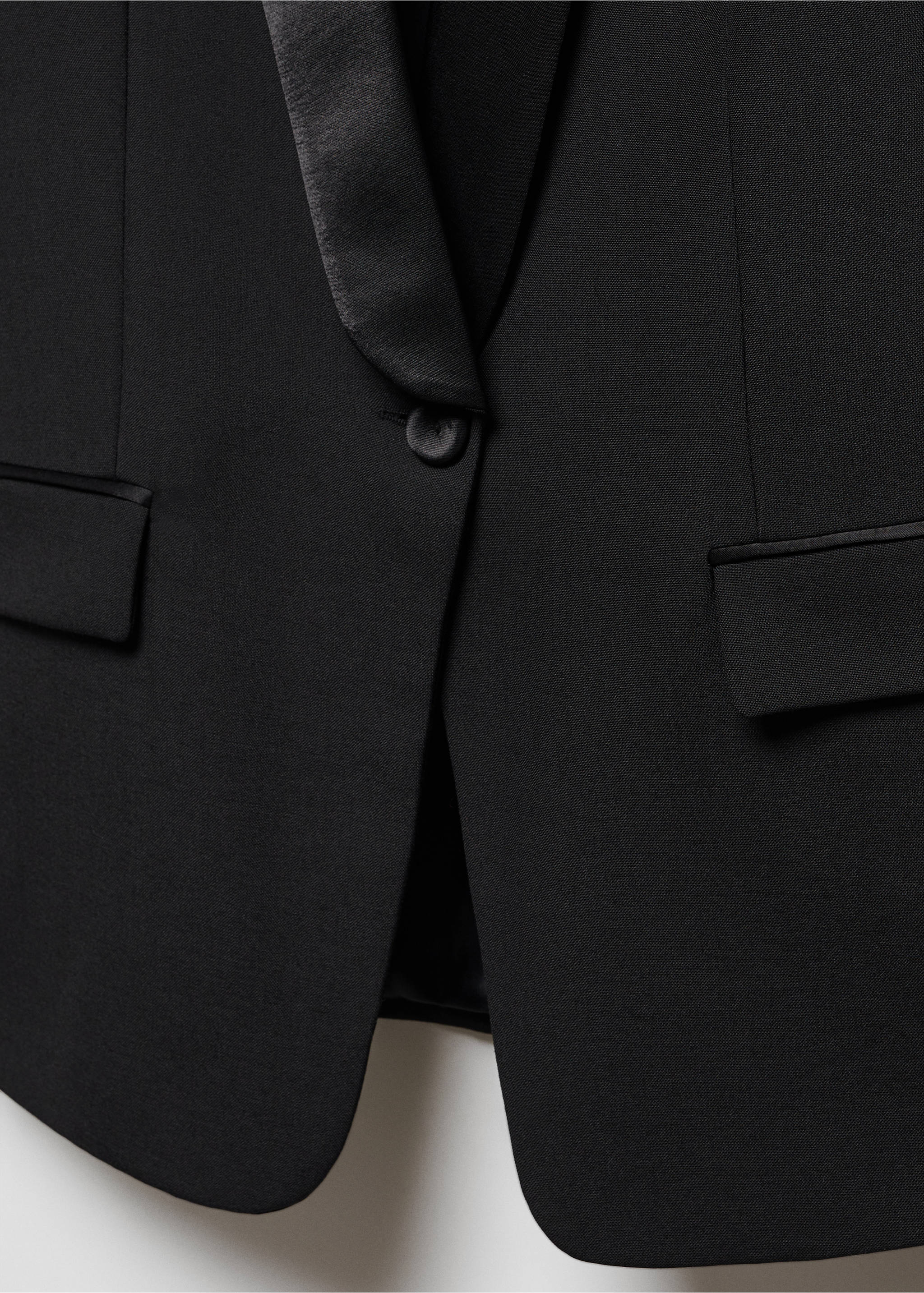 Wool jacket with satin lapels - Details of the article 8, Black. Ref: 57059097-00.