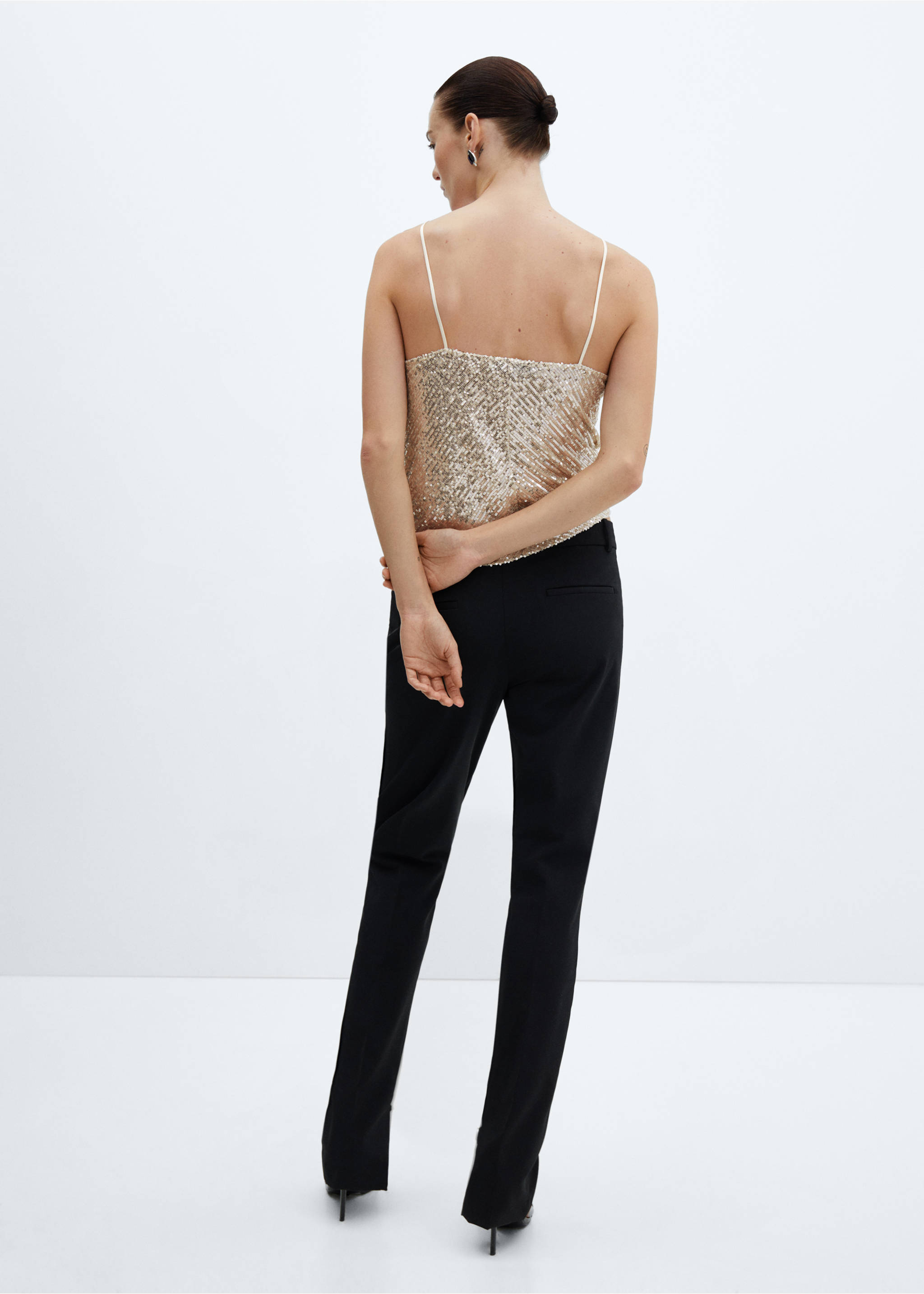 Sequined tank top - Reverse of the article, Ivory White. Ref: 57059100-00.