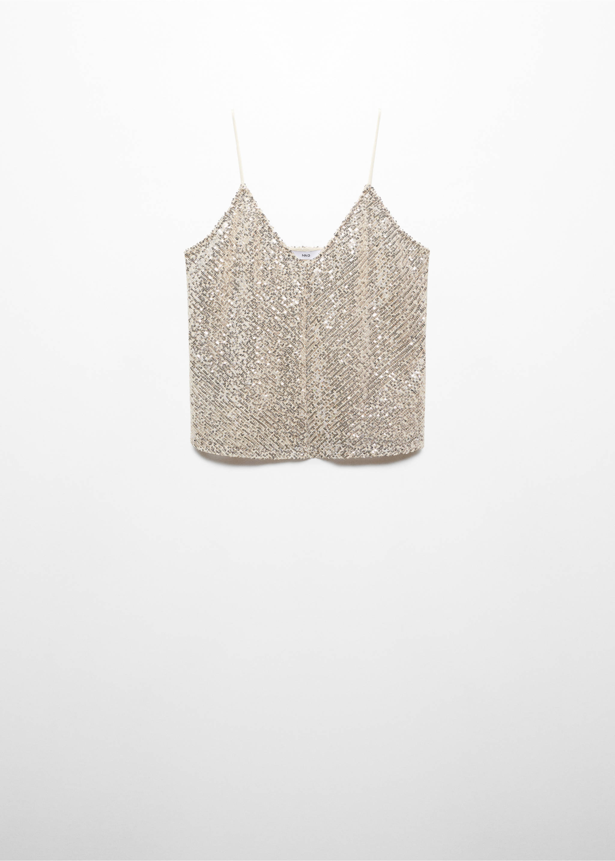 Sequined tank top - Article without model, Ivory White. Ref: 57059100-00.