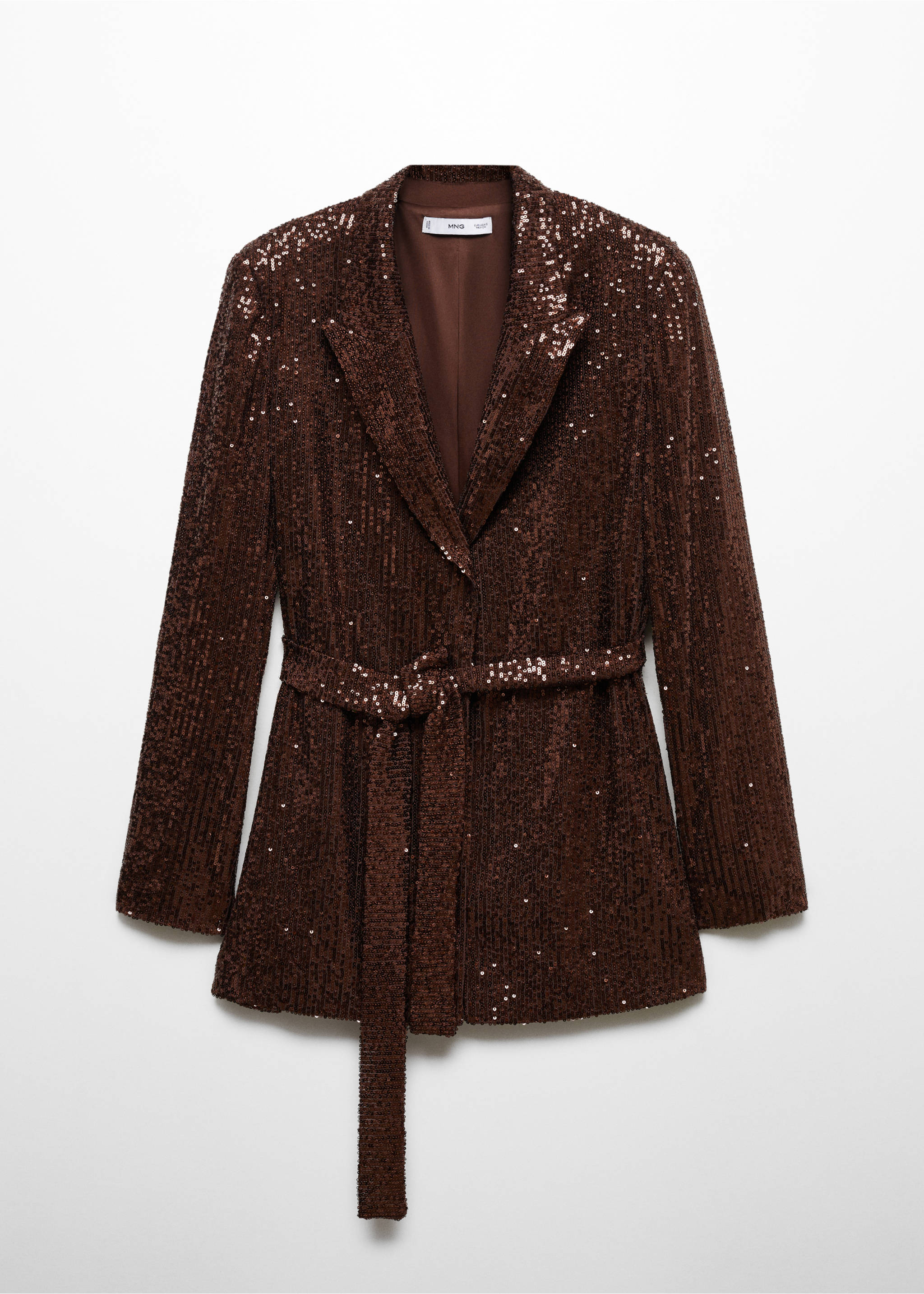 Sequin jacket with belt - Article without model, Cognac. Ref: 57059104-00.