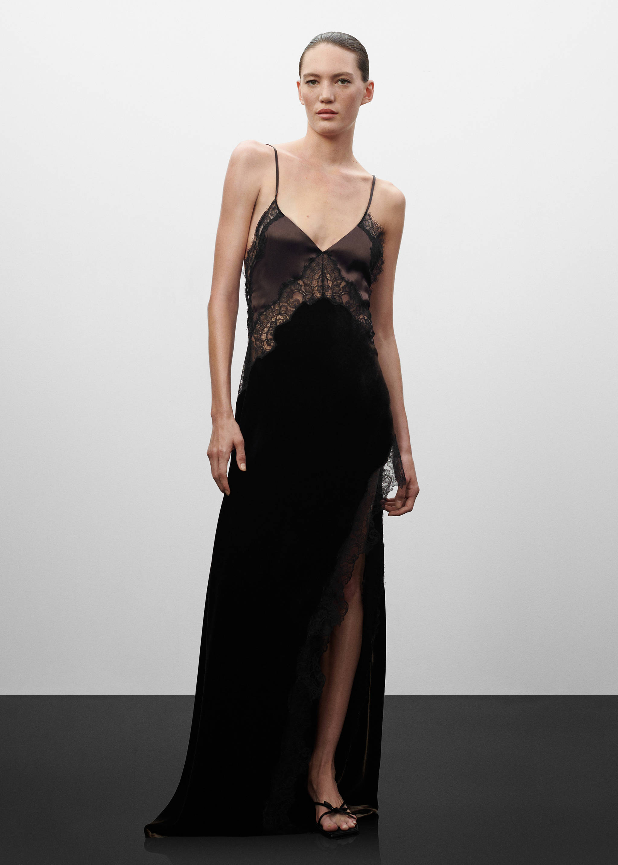 Silk velvet slip dress - General plane