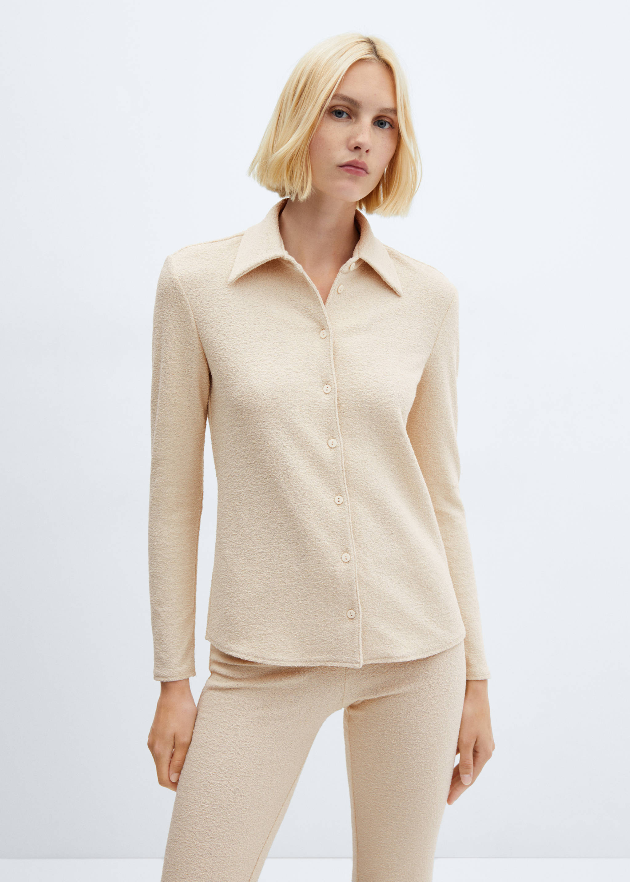 Knitted shirt with button - Medium plane