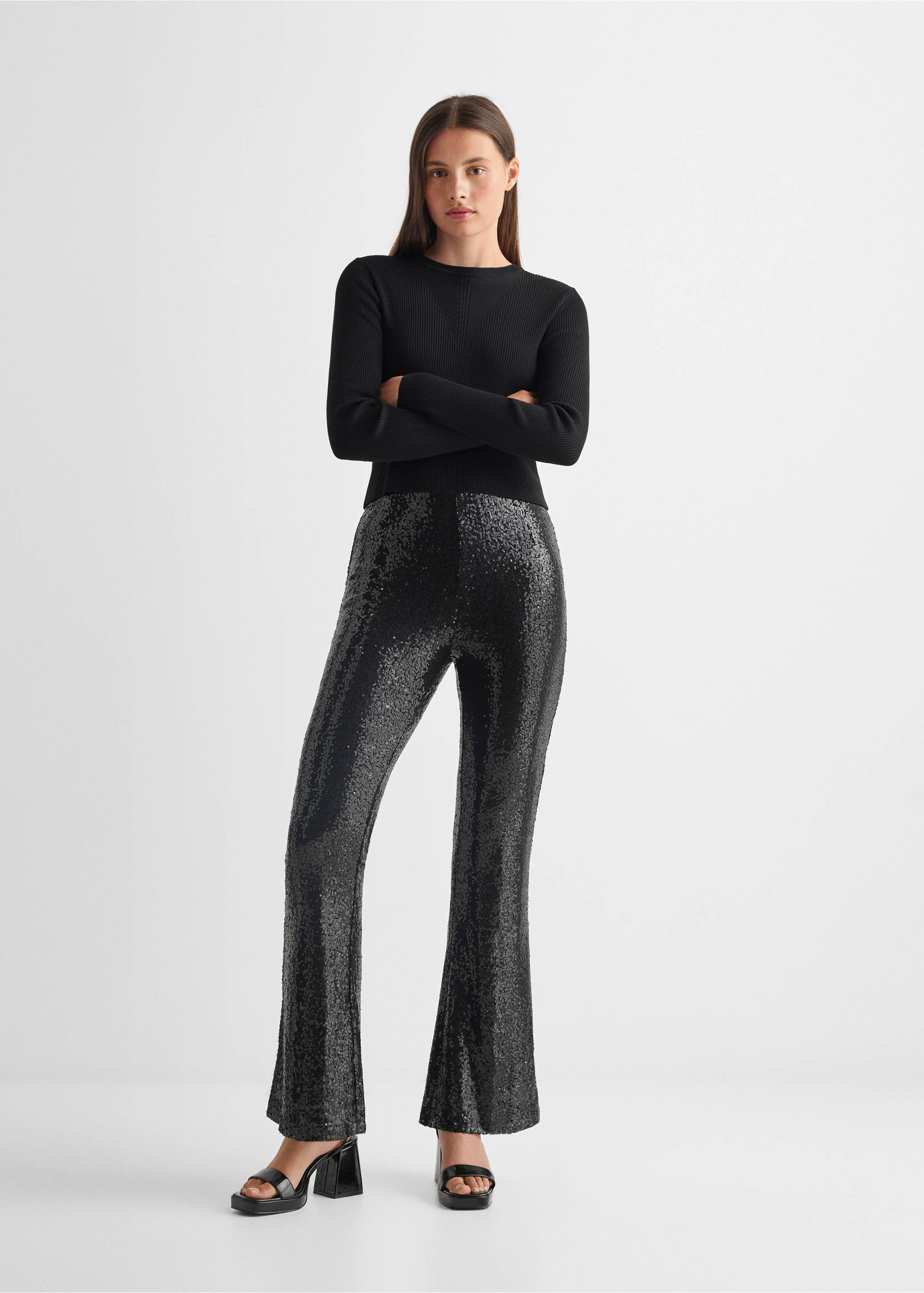 Hose mit Paillettenverzierung - Allgemeine Ansicht, Schwarz. Ref: 57059215-00.