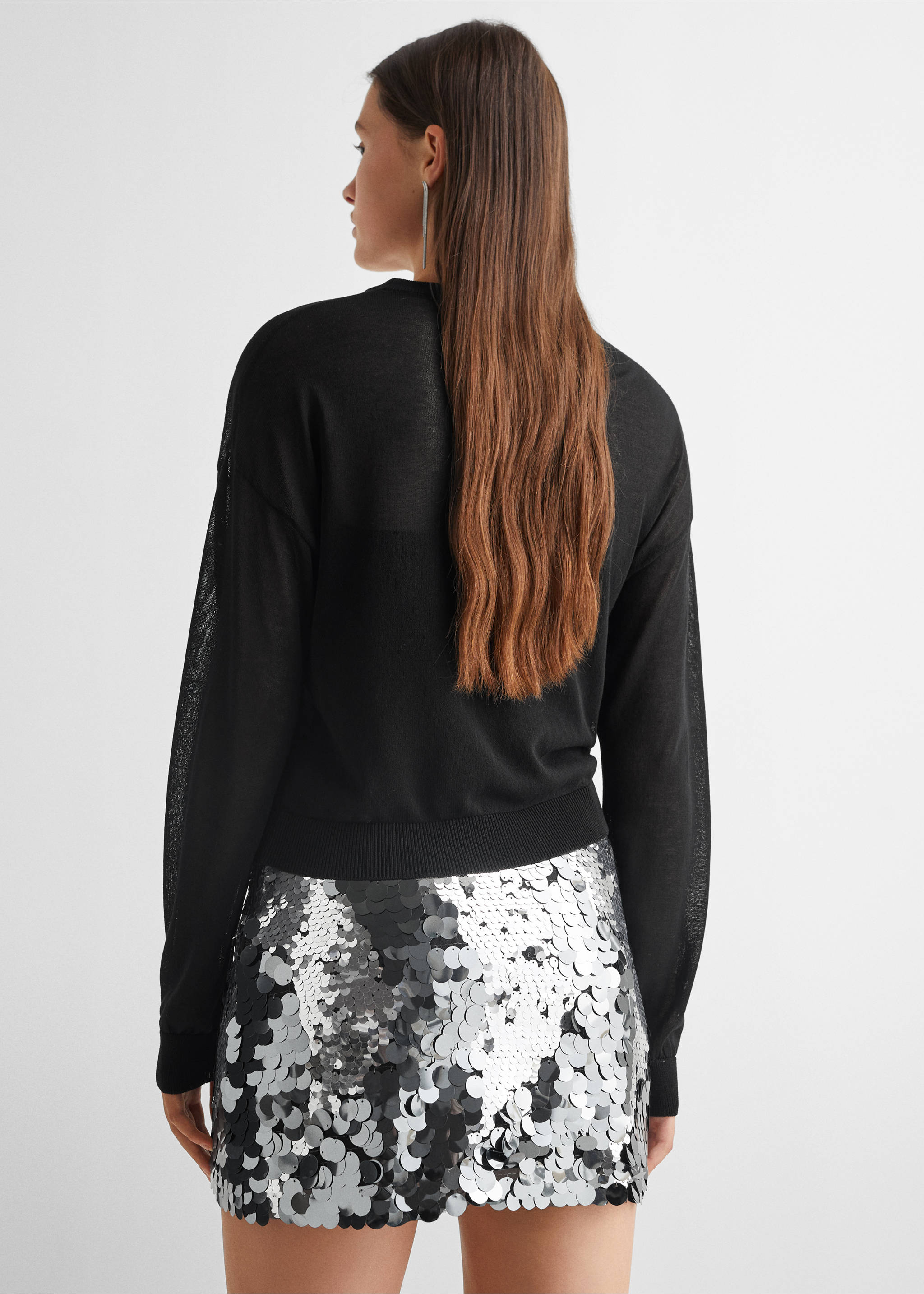 Sequin skirt - Reverse of the article, Silver. Ref: 57059218-00.