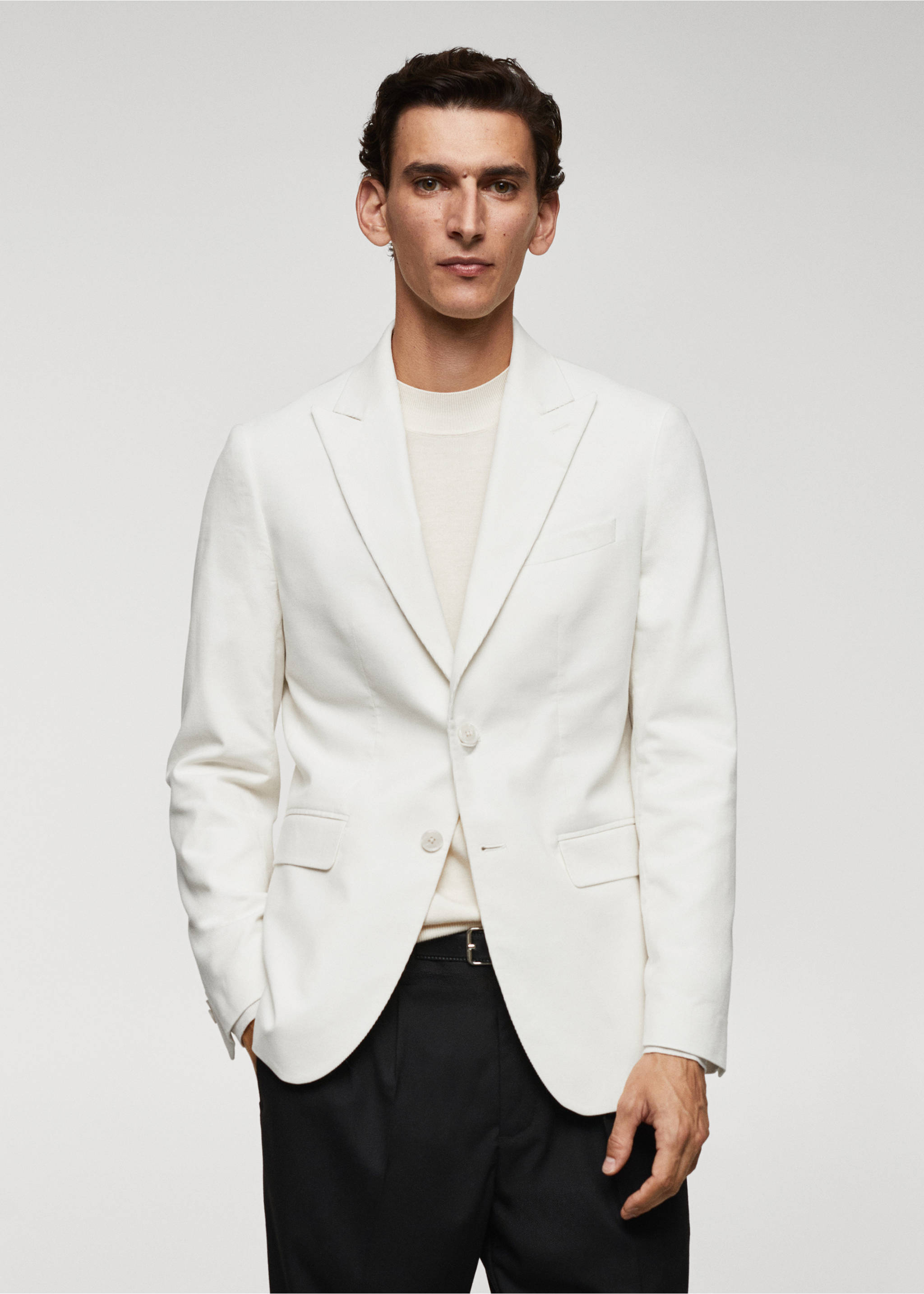 Slim Fit-Cordblazer - Mittlere Ansicht, Weiß. Ref: 57059405-00.