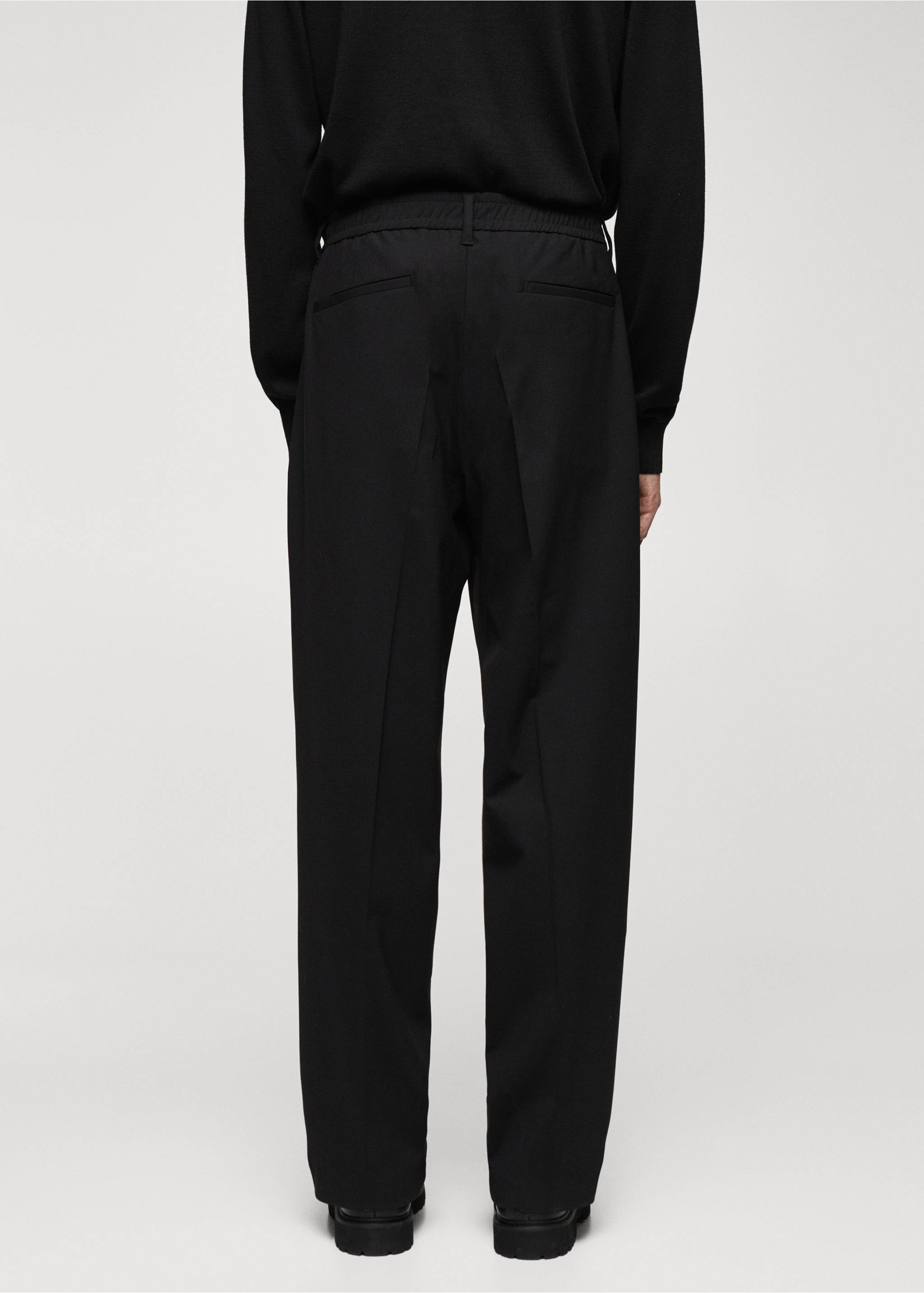 Relaxed-fit wool trousers - Reverse of the article, Black. Ref: 57059407-00.
