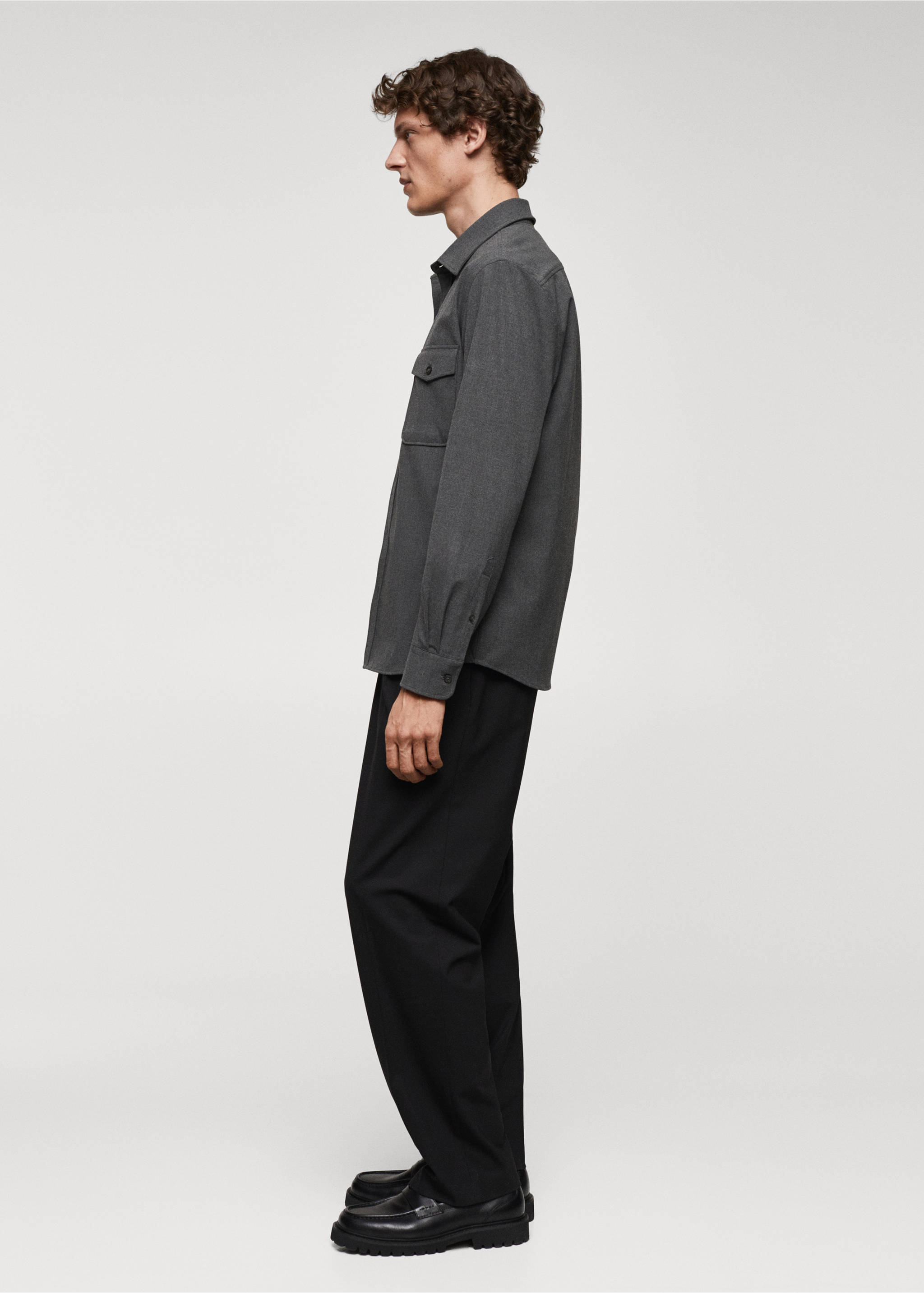Relaxed-fit wool trousers - Details of the article 2, Black. Ref: 57059407-00.