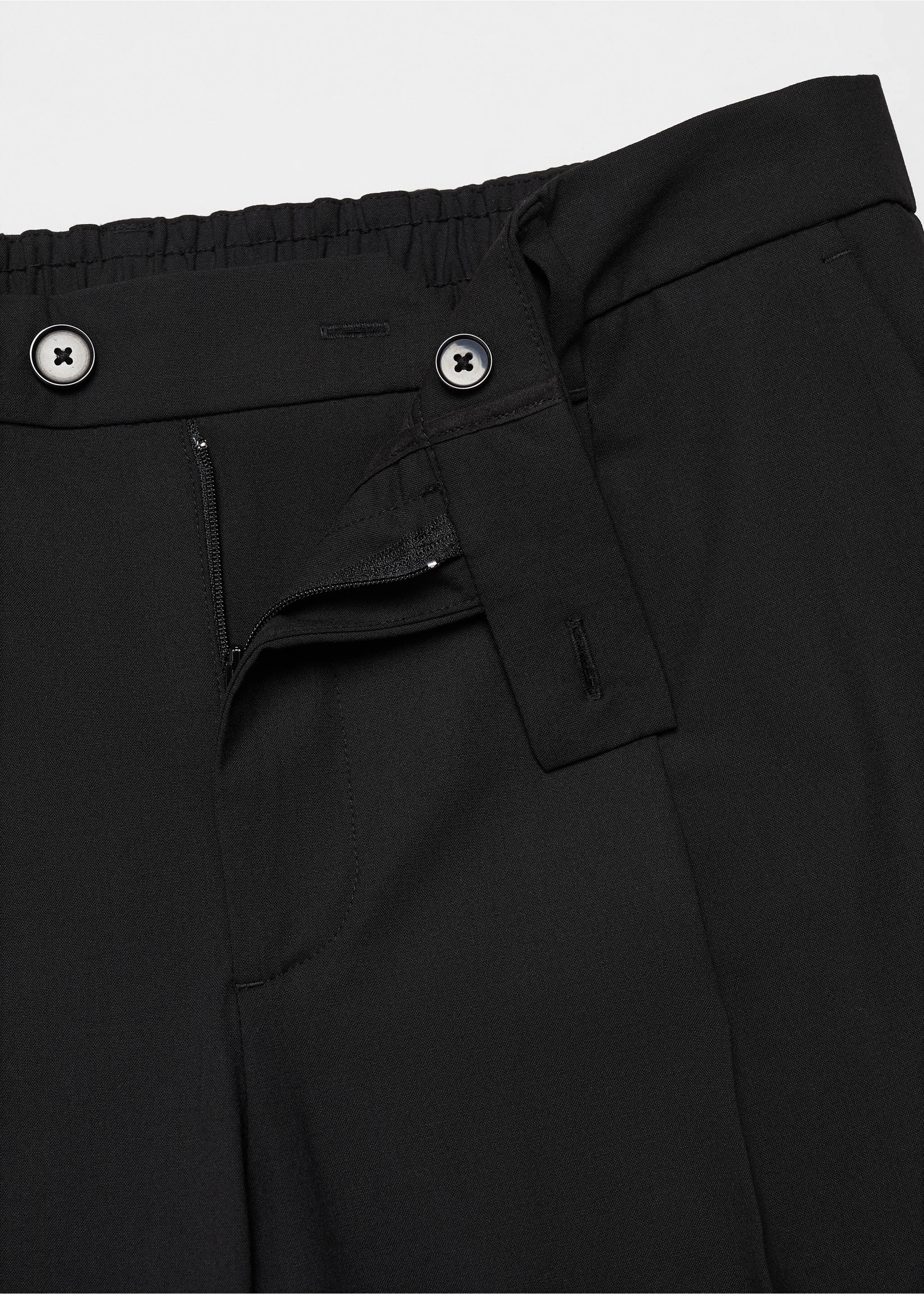 Relaxed-fit wool trousers - Details of the article 8, Black. Ref: 57059407-00.